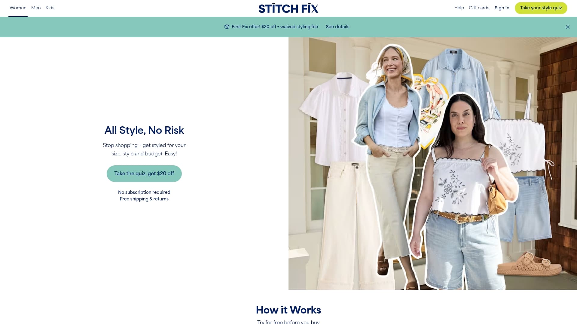Stitch Fix sponsor landing page advertised on World War II with Tom Hanks