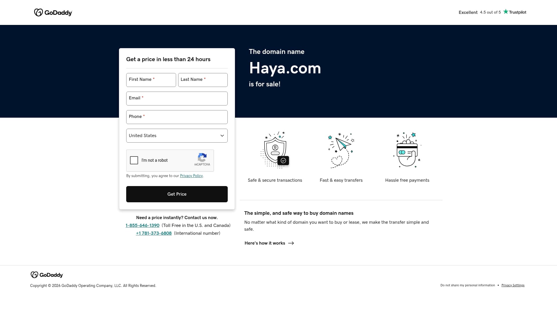 Haya sponsor landing page advertised on The Southern Tea