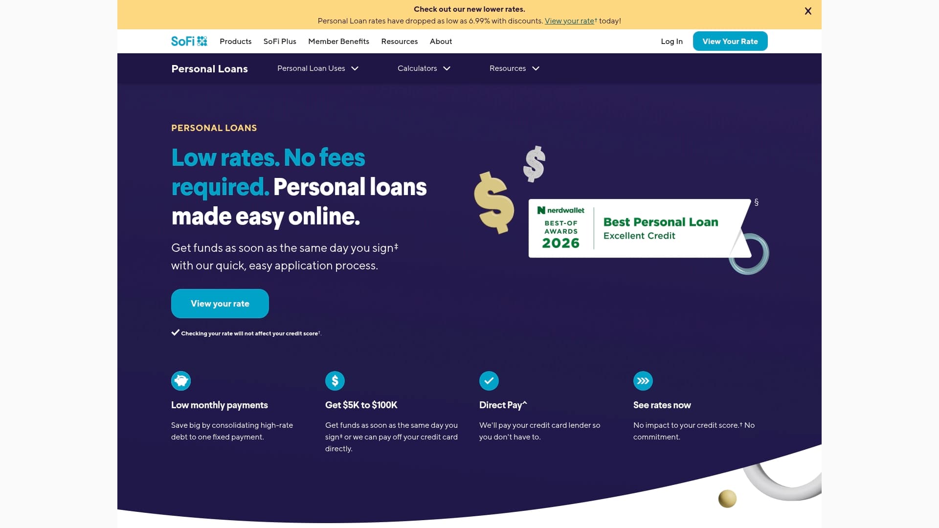 SoFi sponsor landing page advertised on How to Be a Better Human