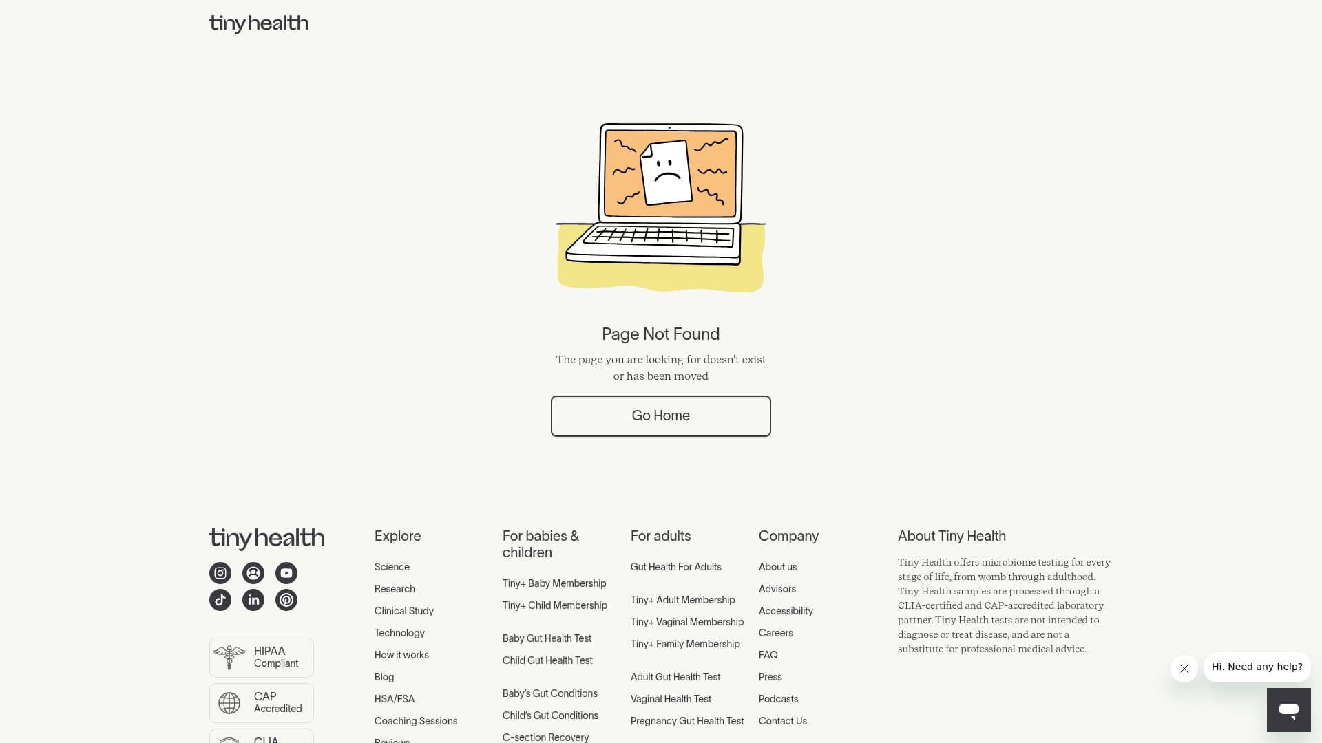 Tiny Health sponsor landing page advertised on Boundless Life