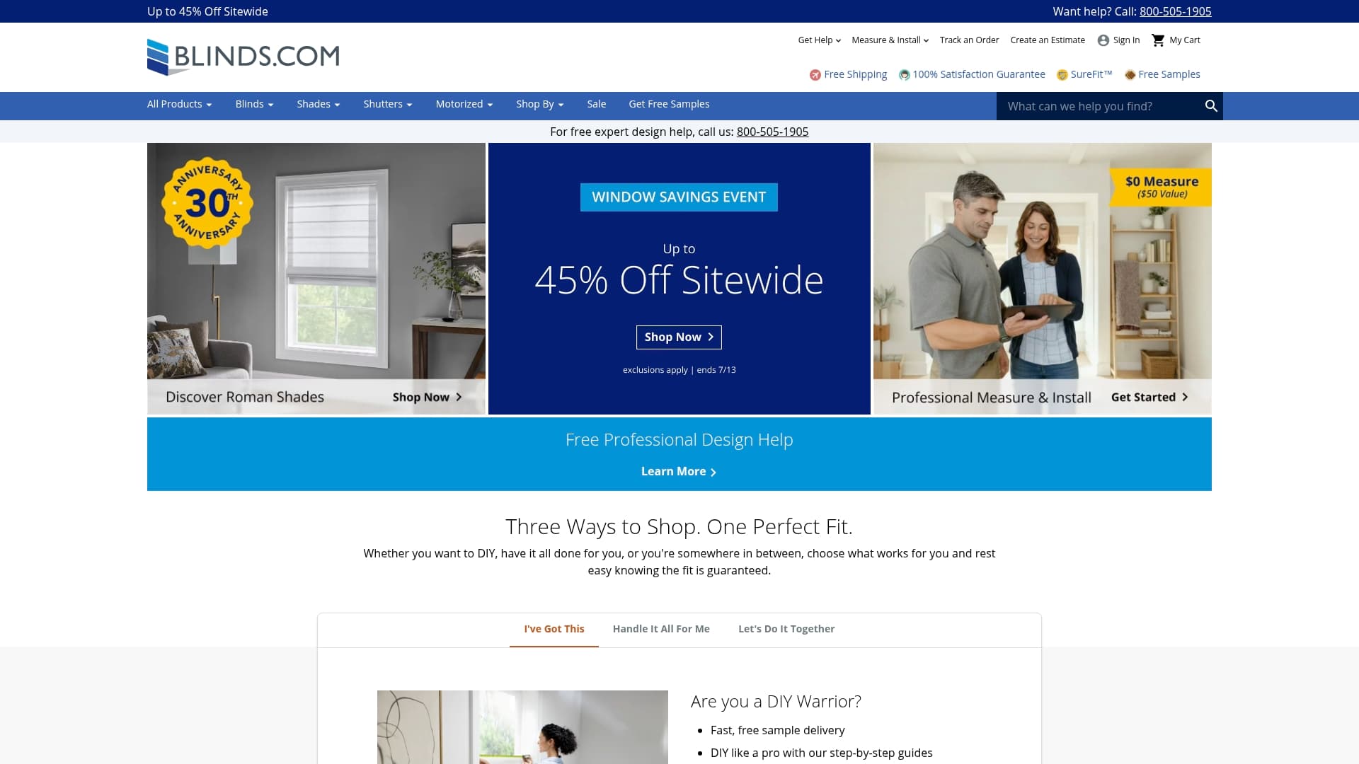 blinds.com sponsor landing page advertised on BEHIND THE VELVET ROPE