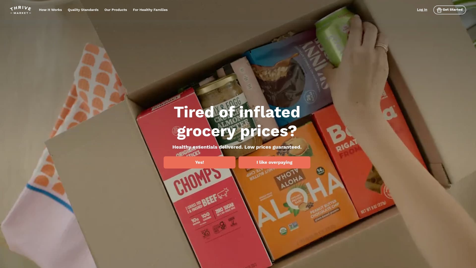 Thrive Market sponsor landing page advertised on Lovett or Leave It