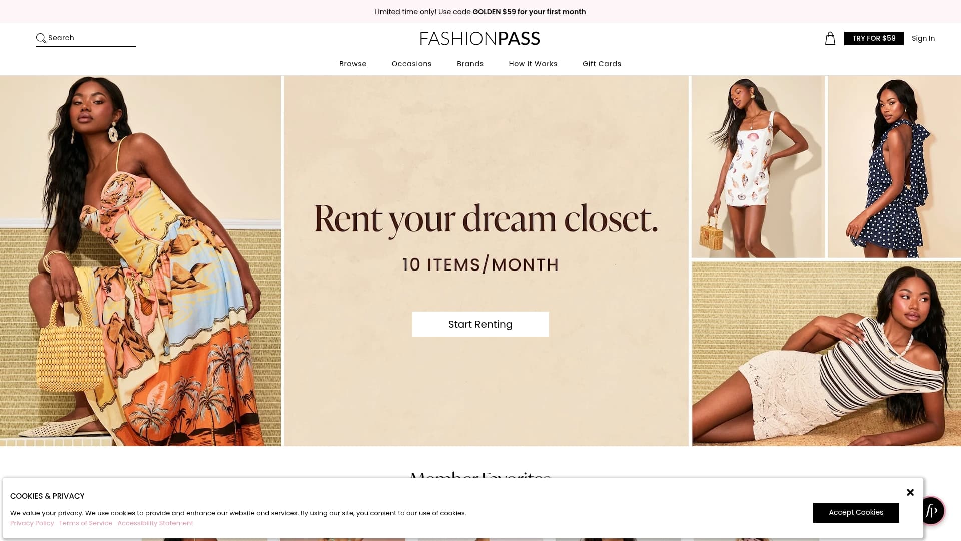 Fashion Pass sponsor landing page advertised on Girls Gotta Eat