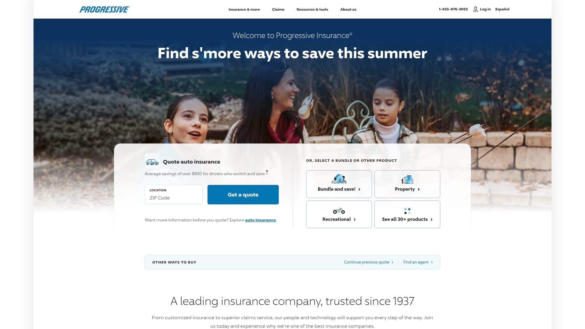 Progressive sponsor landing page advertised on Monsters Among Us