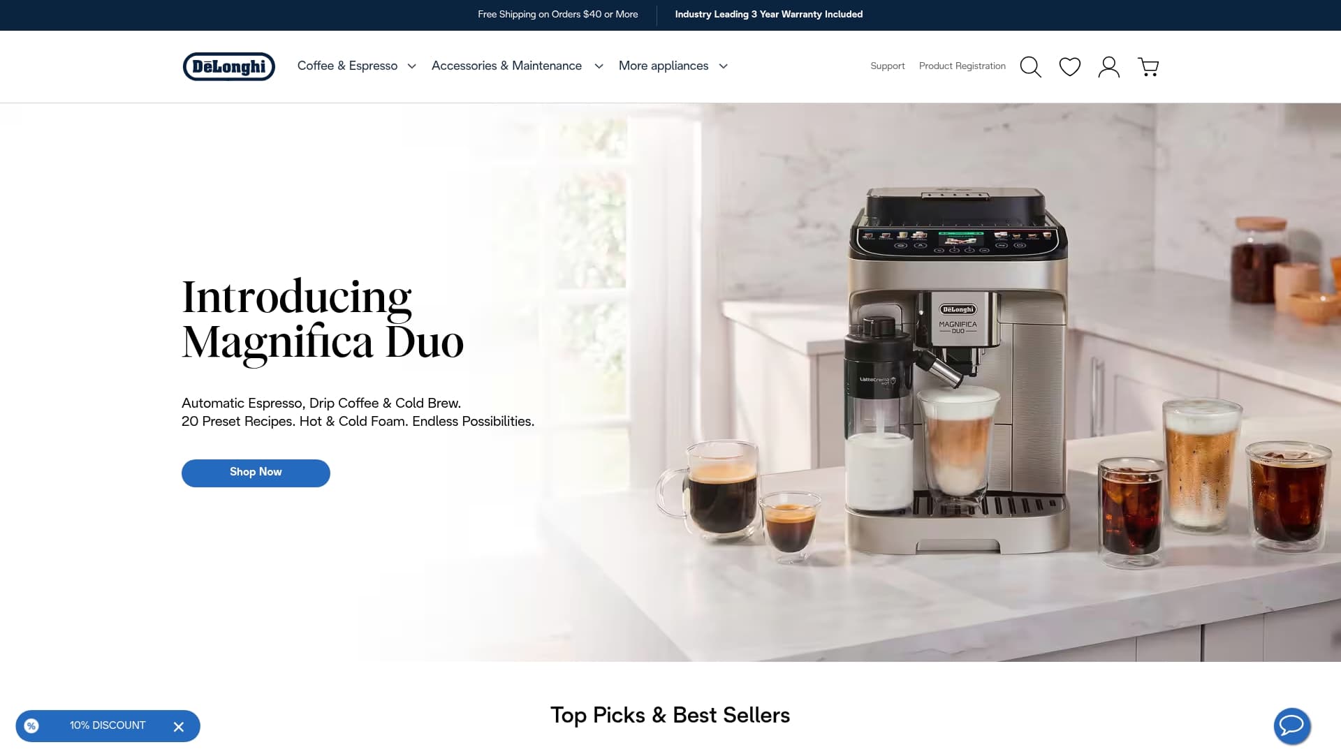 DeLonghi sponsor landing page advertised on The News Agents