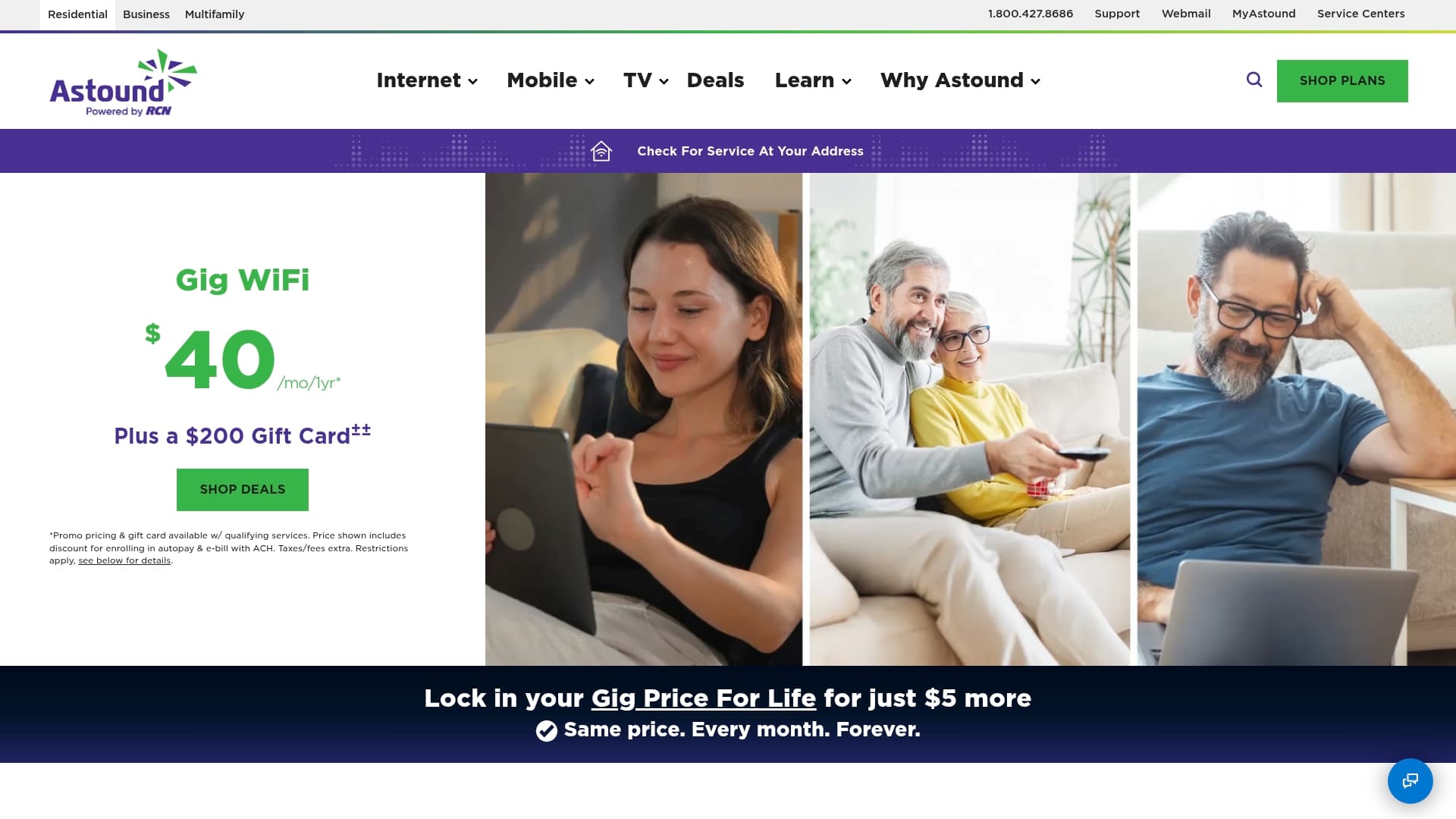 Astound sponsor landing page advertised on Felger & Massarotti