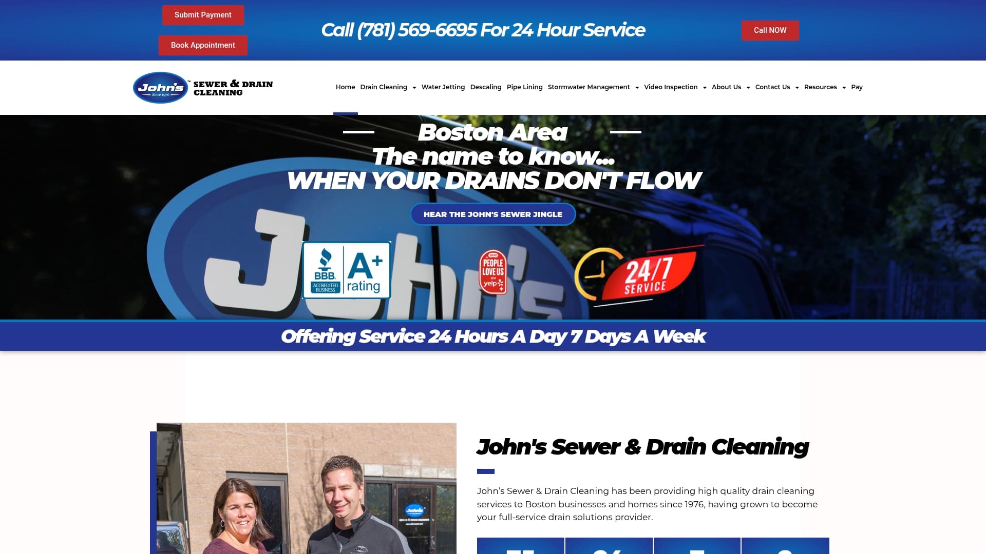 John Sewer sponsor landing page advertised on Felger & Massarotti