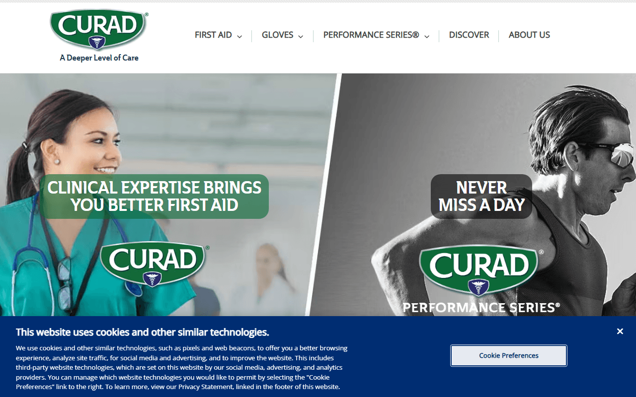 Curad sponsor landing page advertised on The People’s Court Podcast
