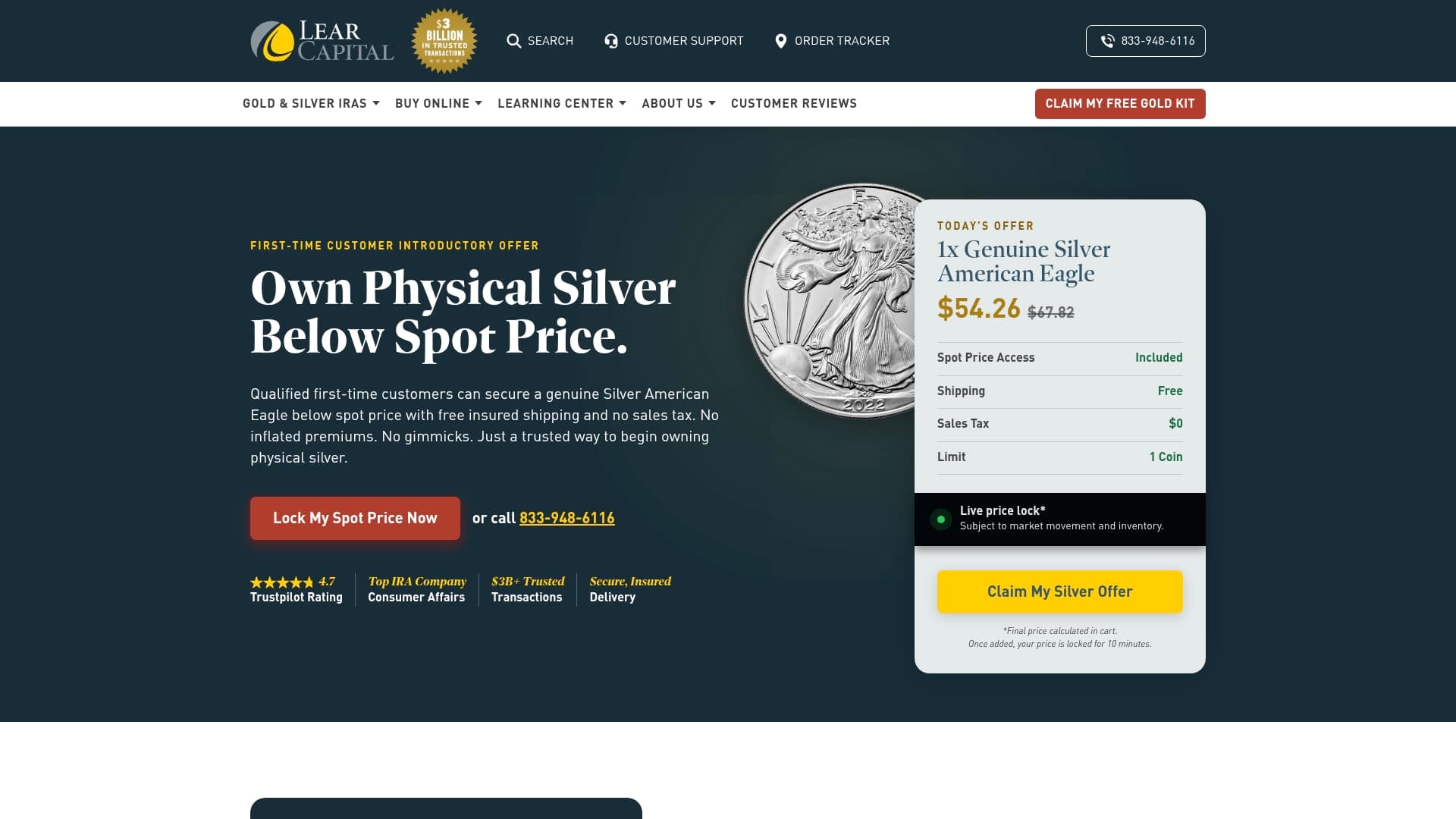Lear Capital sponsor landing page advertised on The Rush Lindell Show