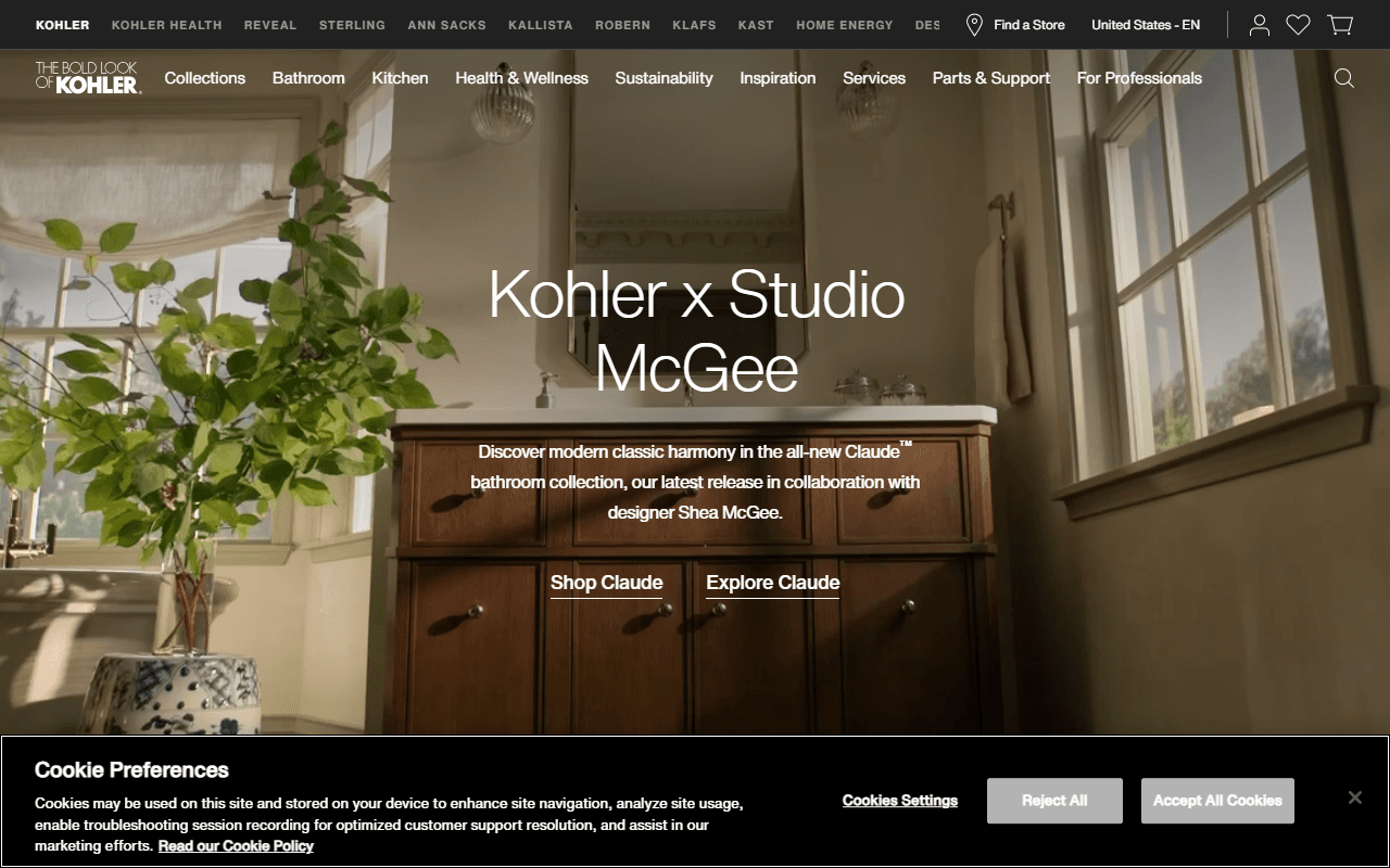 Kohler sponsor landing page advertised on Mark Narrations - Reddit Stories