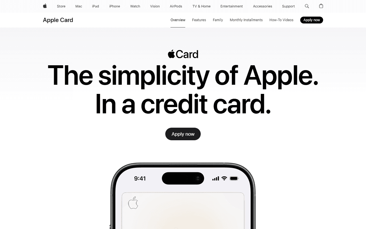 Apple Card sponsor landing page advertised on First Things First