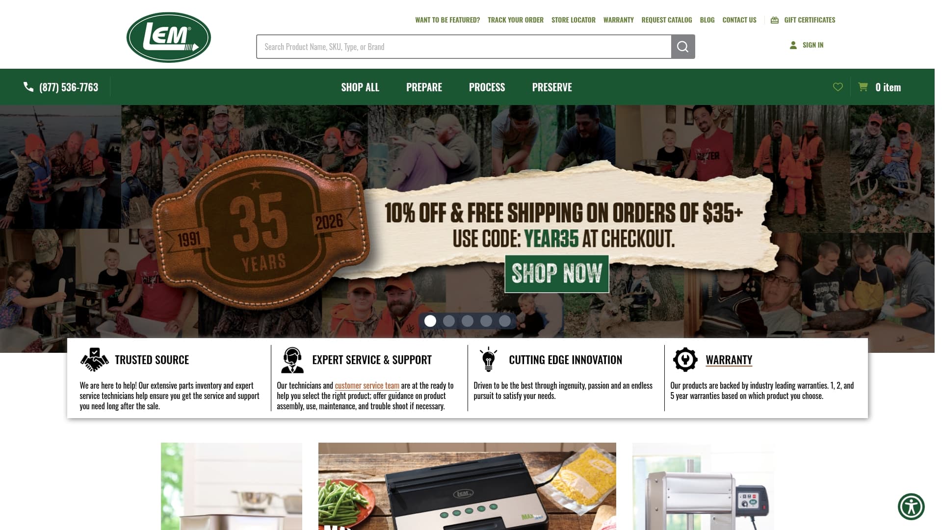 LEM Products sponsor landing page advertised on The MeatEater Podcast