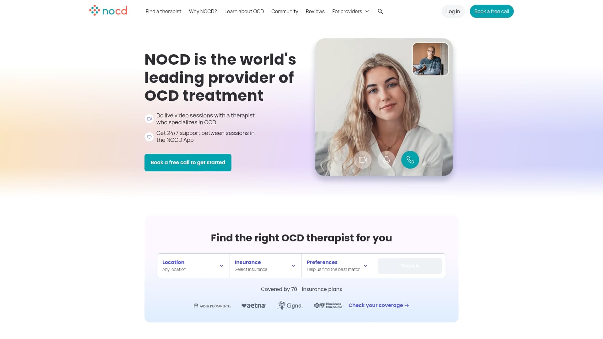 NOCD sponsor landing page advertised on Everybody Knows But Me