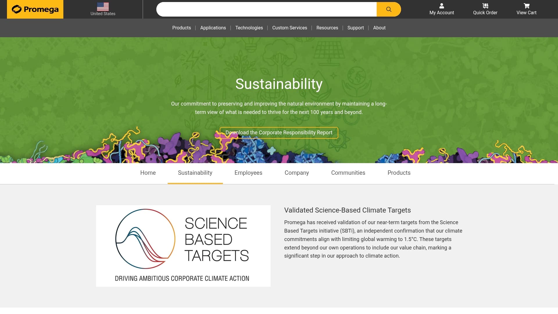 Promega Corporation sponsor landing page advertised on The Science of Happiness