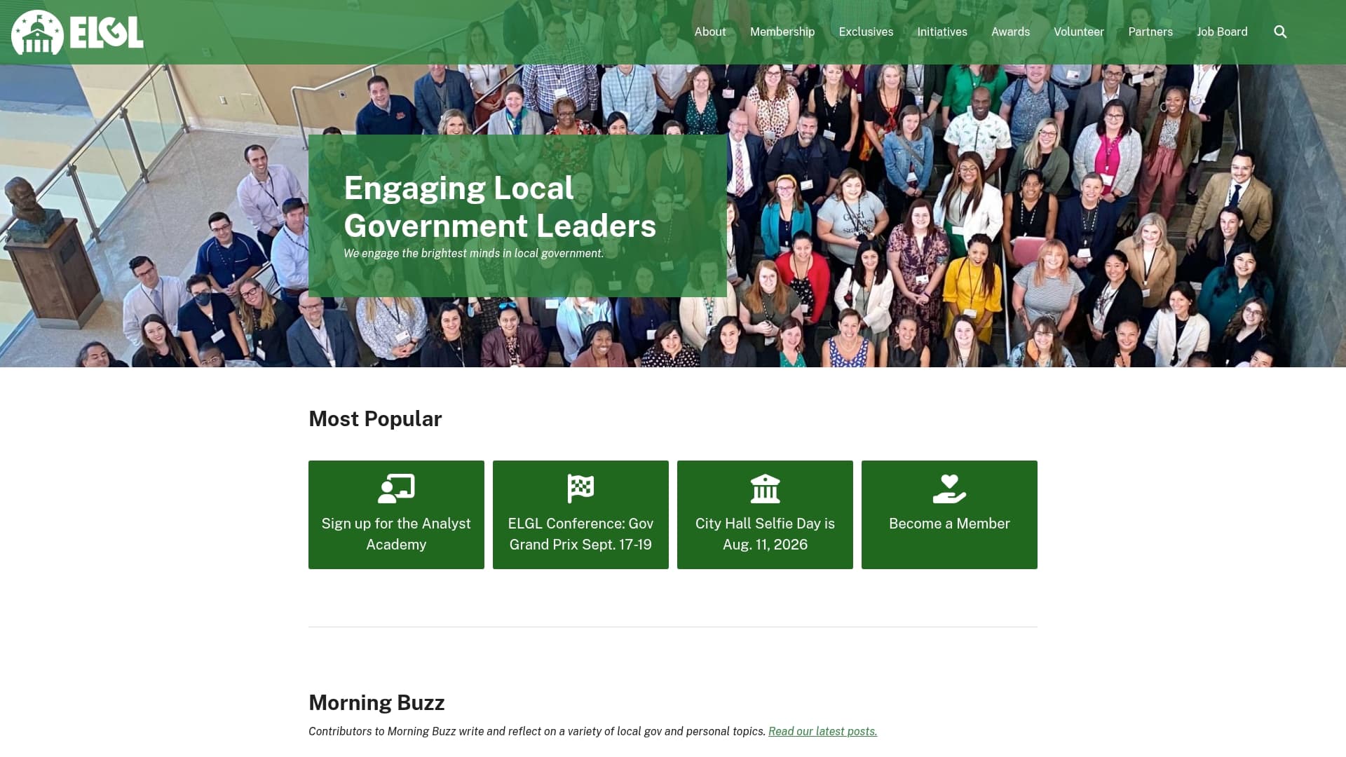 ELGL sponsor landing page advertised on GovLove - A Podcast About Local Government