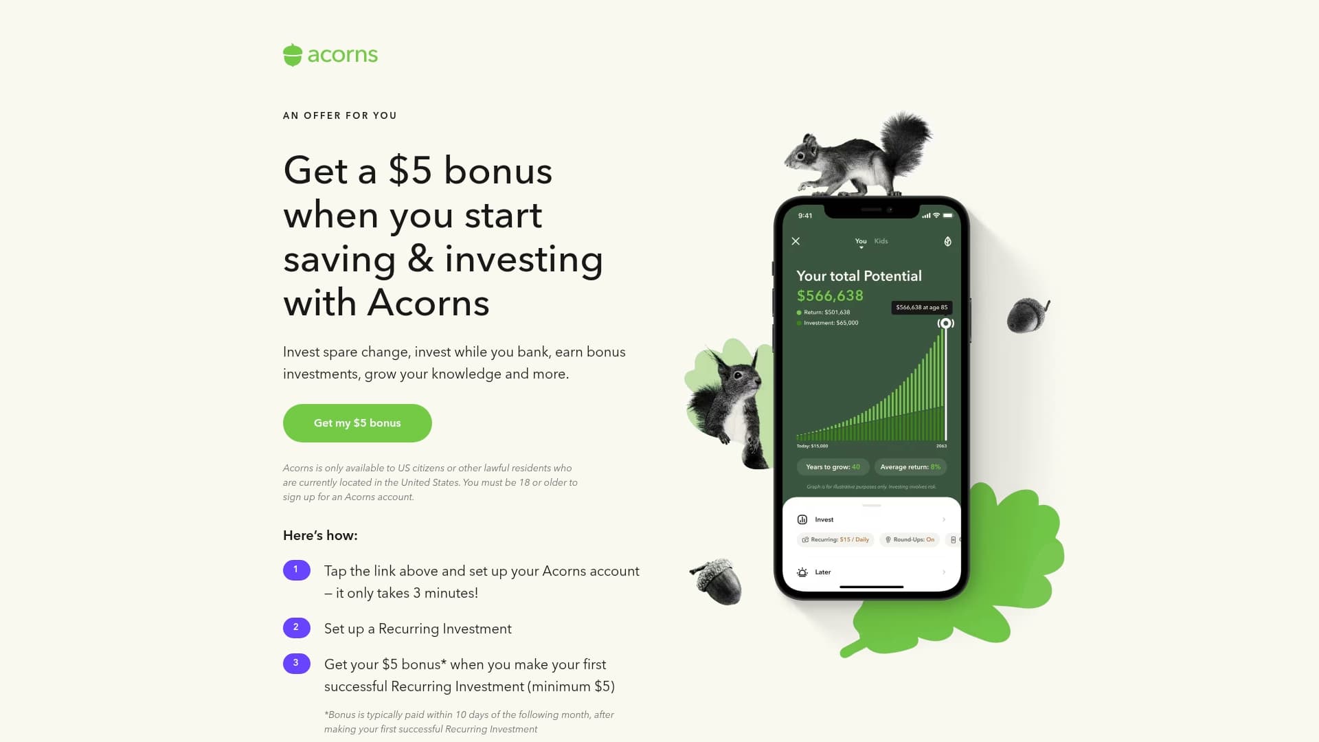 Acorns sponsor landing page advertised on My Favorite Murder with Karen Kilgariff and Georgia Hardstark