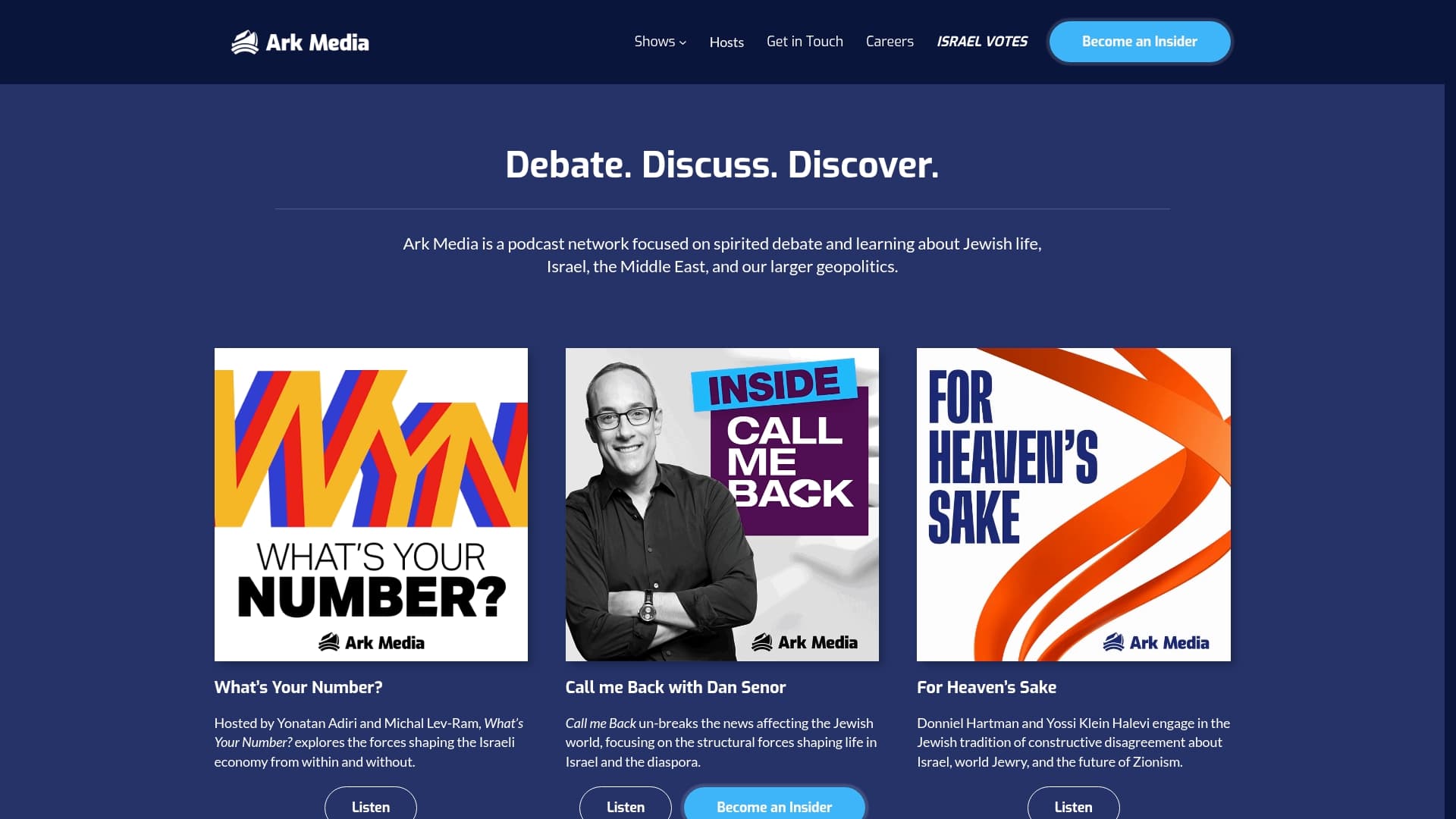 ARK Media sponsor landing page advertised on Call Me Back - with Dan Senor