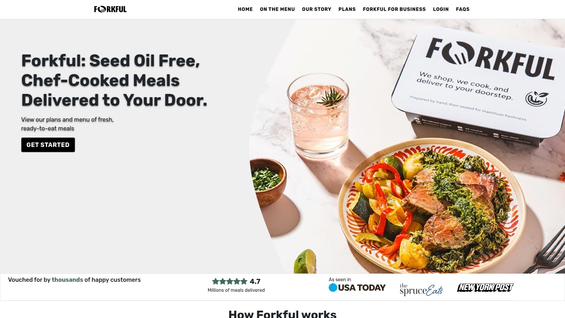 Forkful sponsor landing page advertised on Mayim Bialik's Breakdown