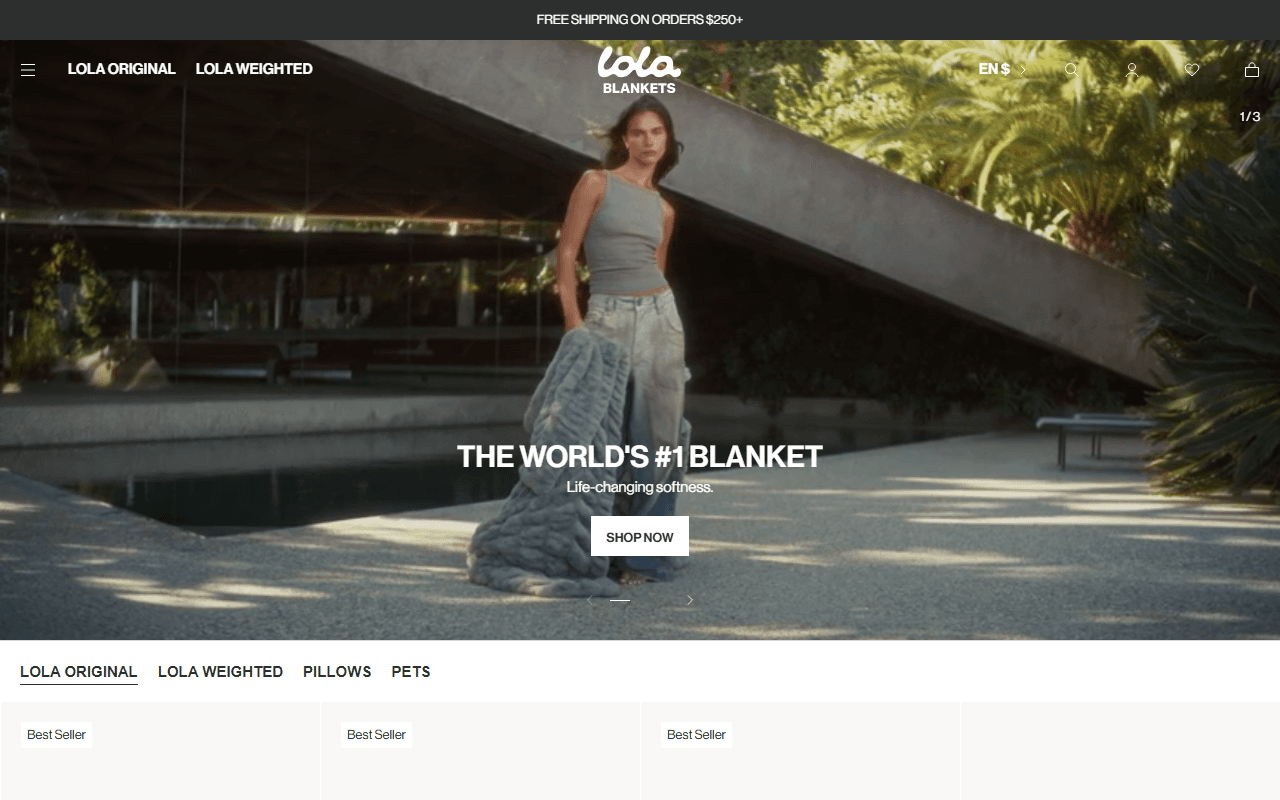 Lola Blankets sponsor landing page advertised on How To Fail With Elizabeth Day
