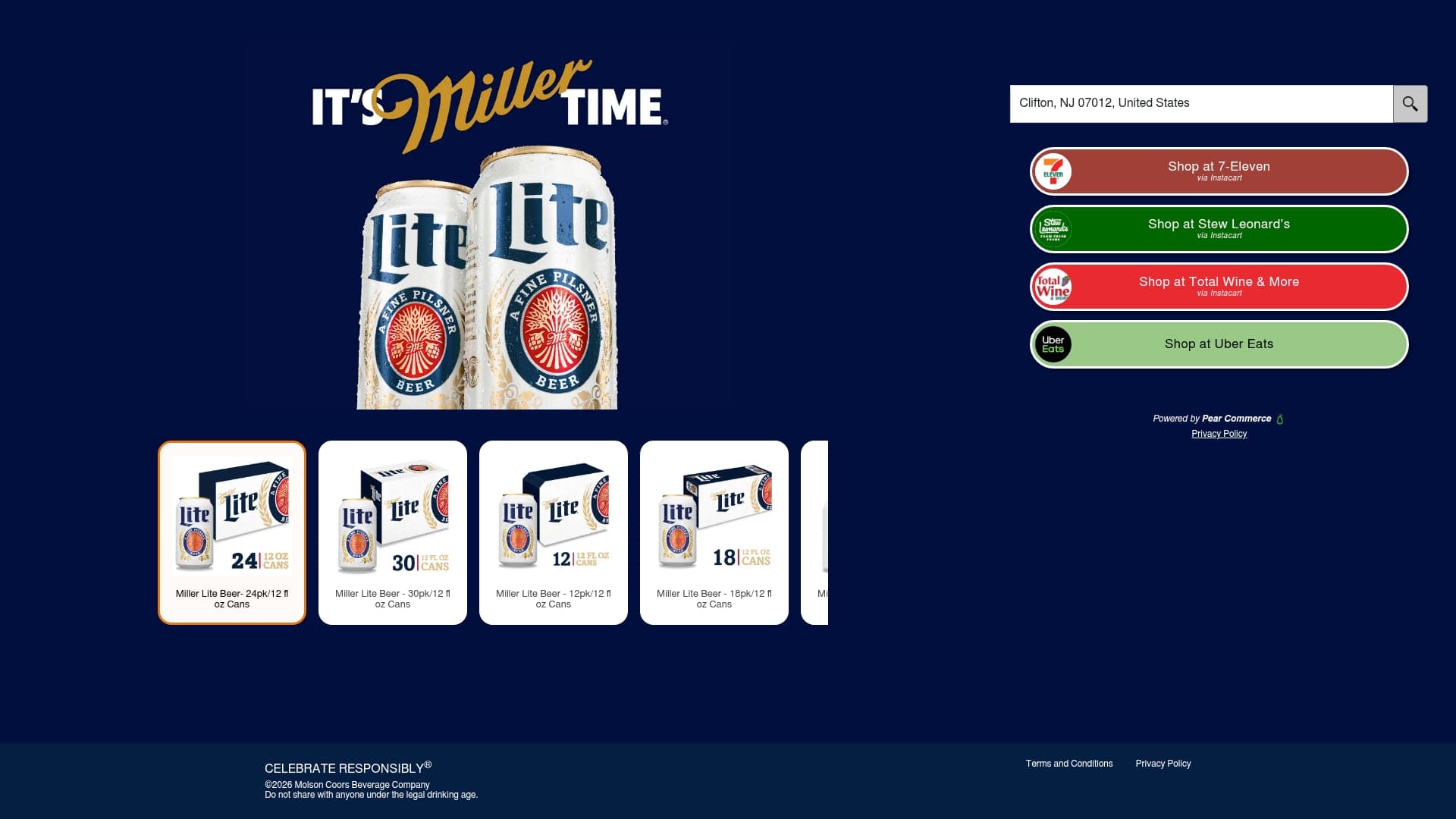Miller Lite sponsor landing page advertised on Fantasy Footballers - Fantasy Football Podcast