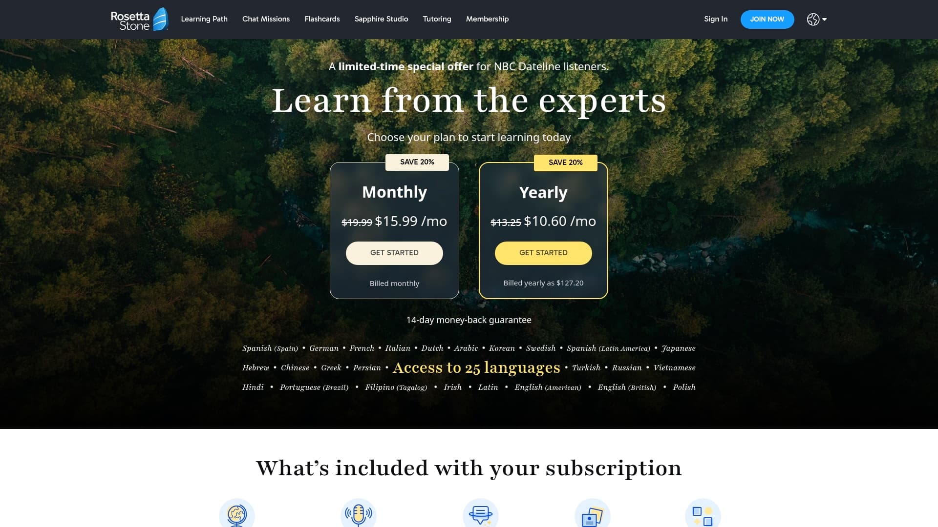 Rosetta Stone sponsor landing page advertised on Dateline NBC