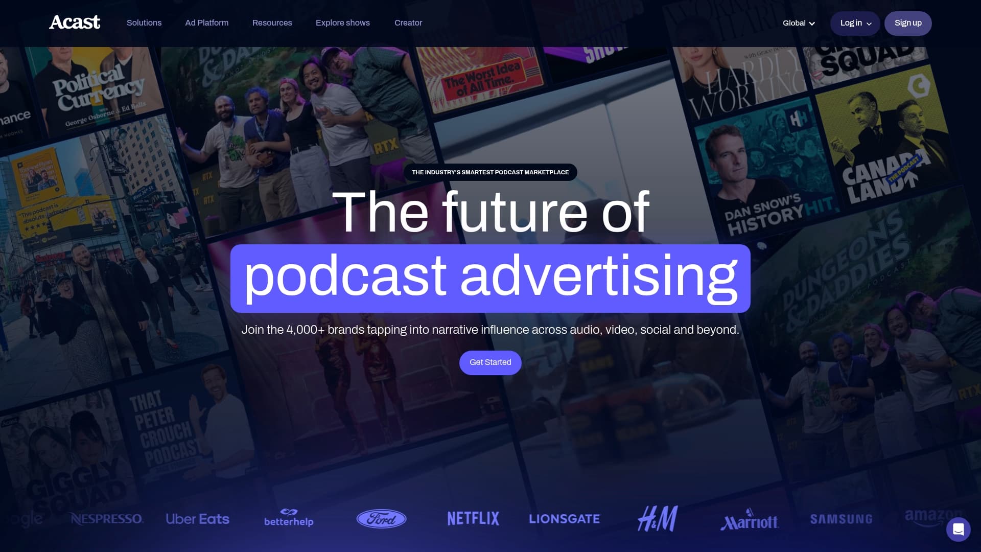 Acast sponsor landing page advertised on We Used to be Journos