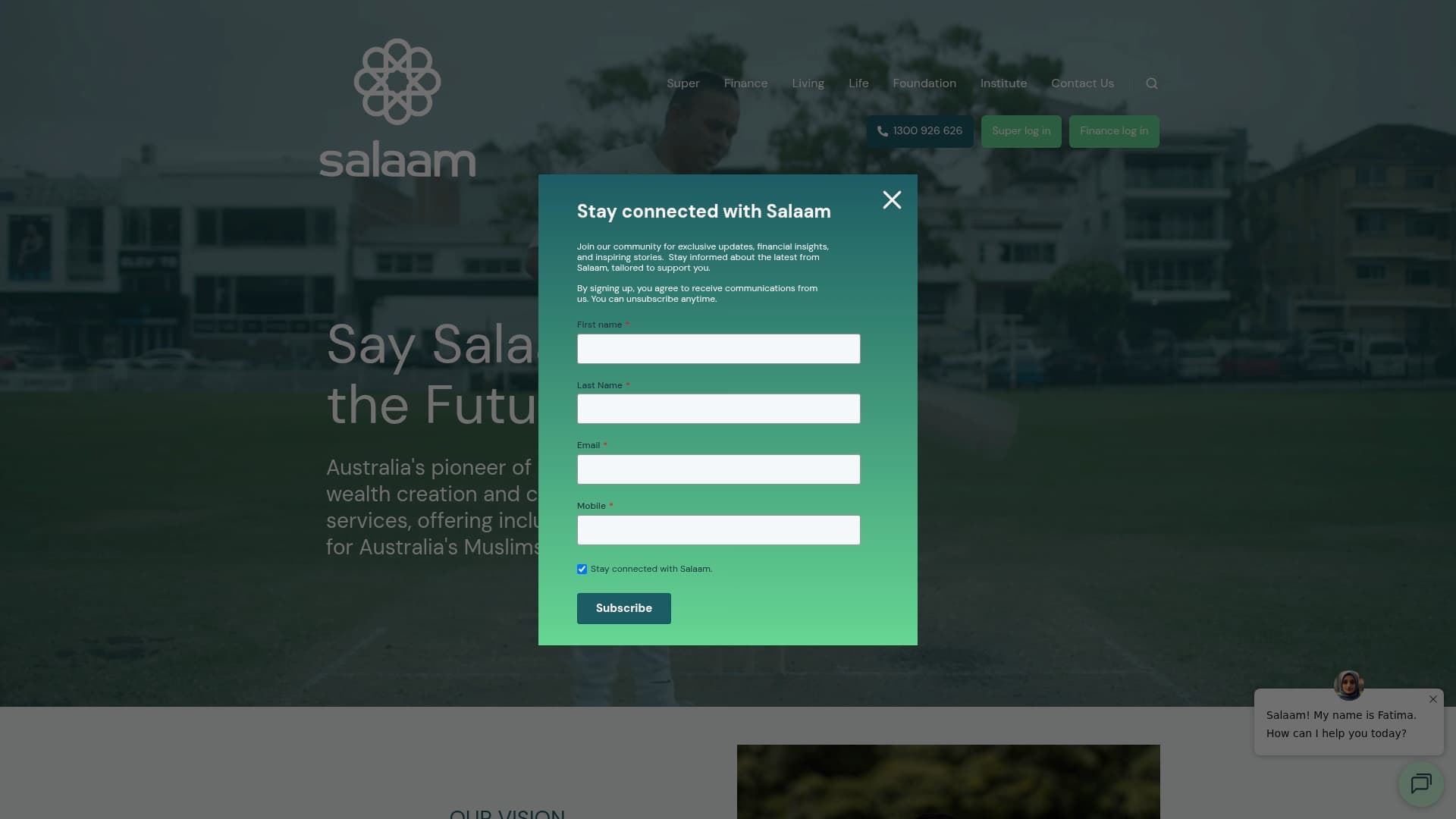 Salaam Wealth sponsor landing page advertised on We Used to be Journos
