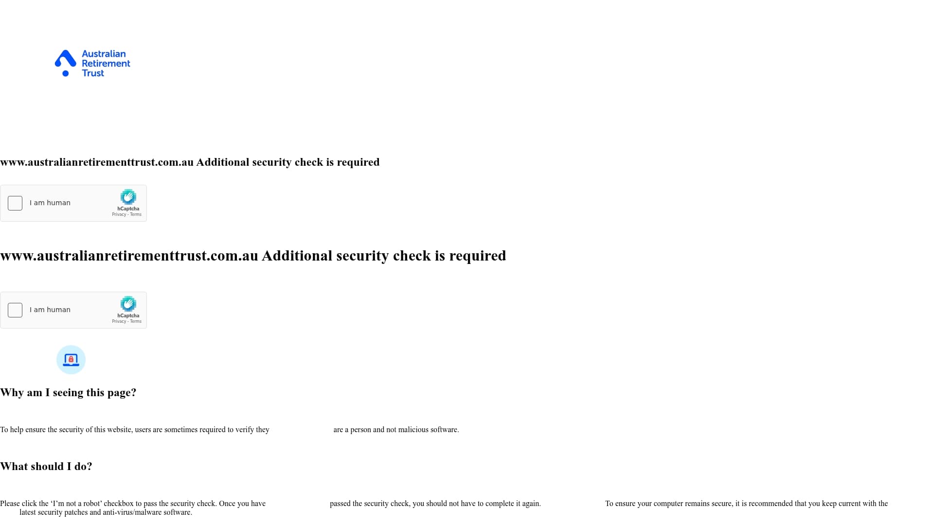 Australian Retirement Trust sponsor landing page advertised on this is money