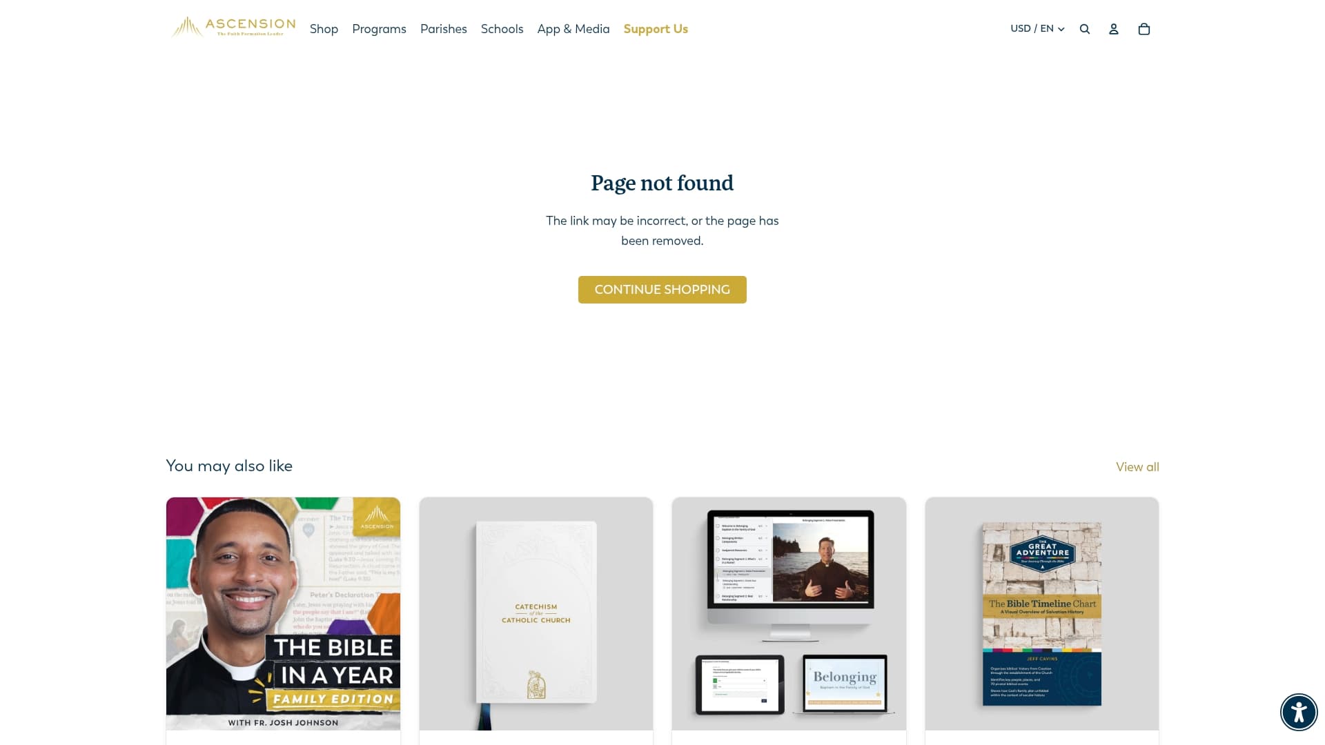 Ascension sponsor landing page advertised on The Bible in a Year (with Fr. Mike Schmitz)