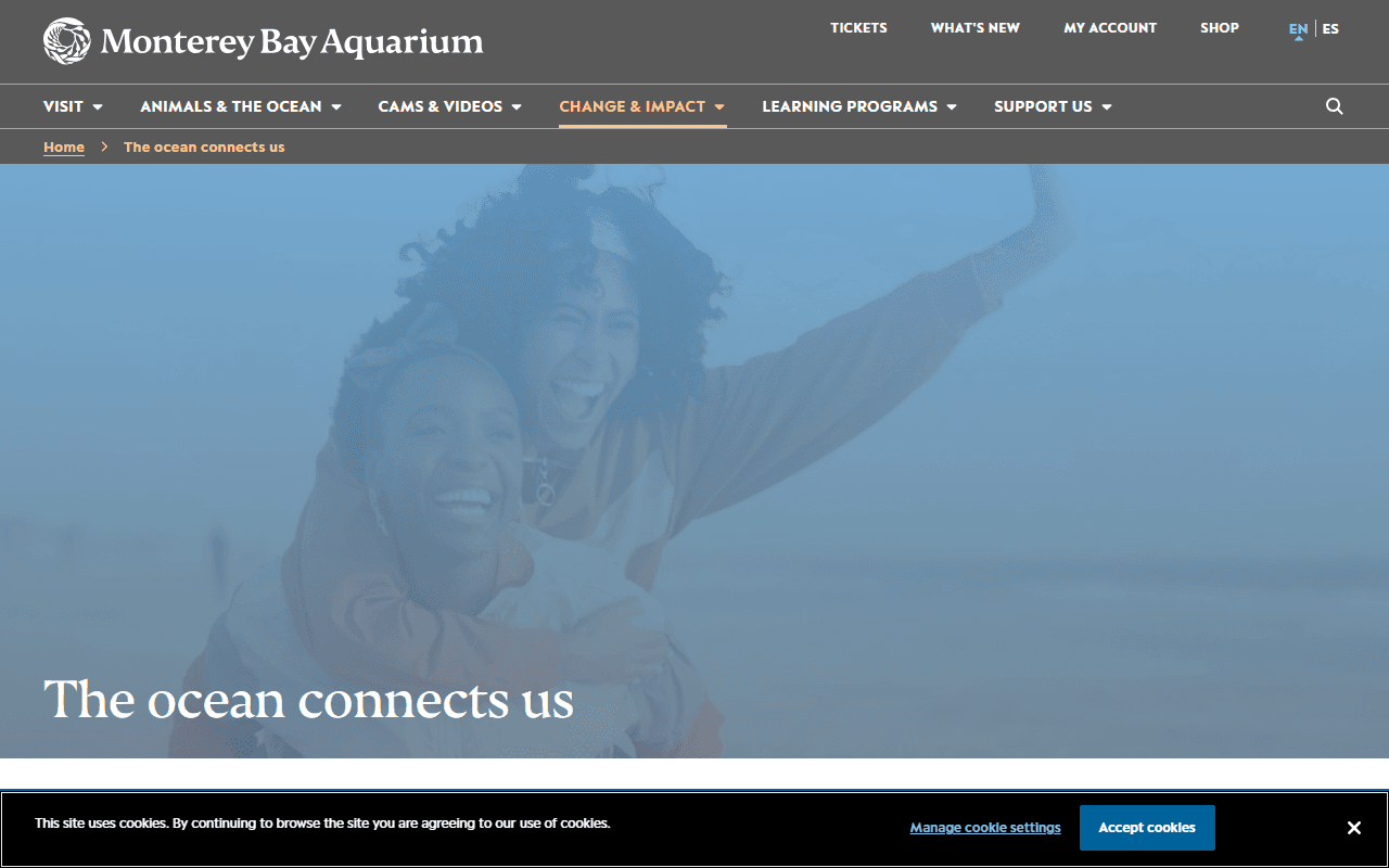 Monterey Bay Aquarium sponsor landing page advertised on Nightcap