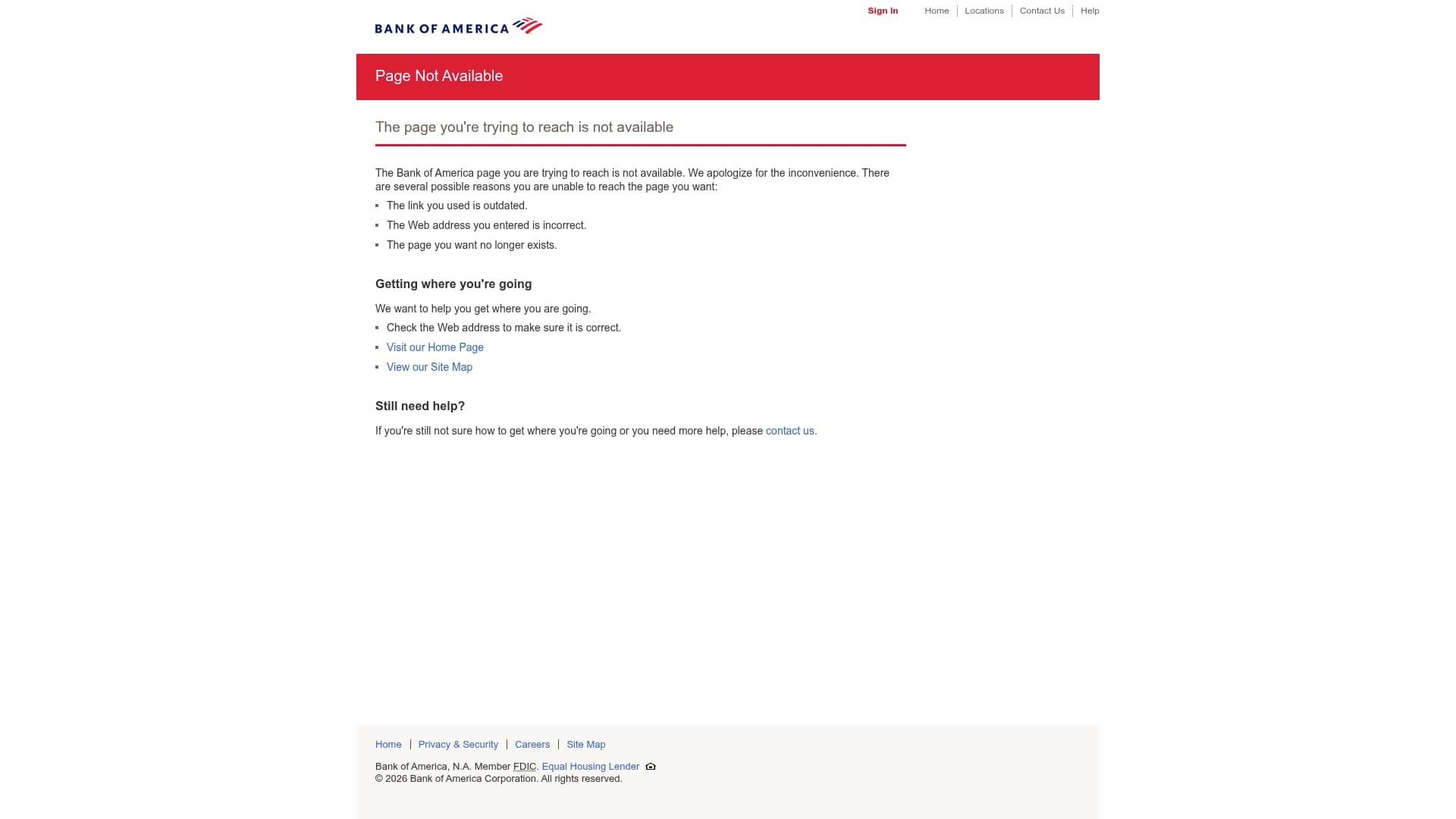 Bank of America sponsor landing page advertised on Nightcap