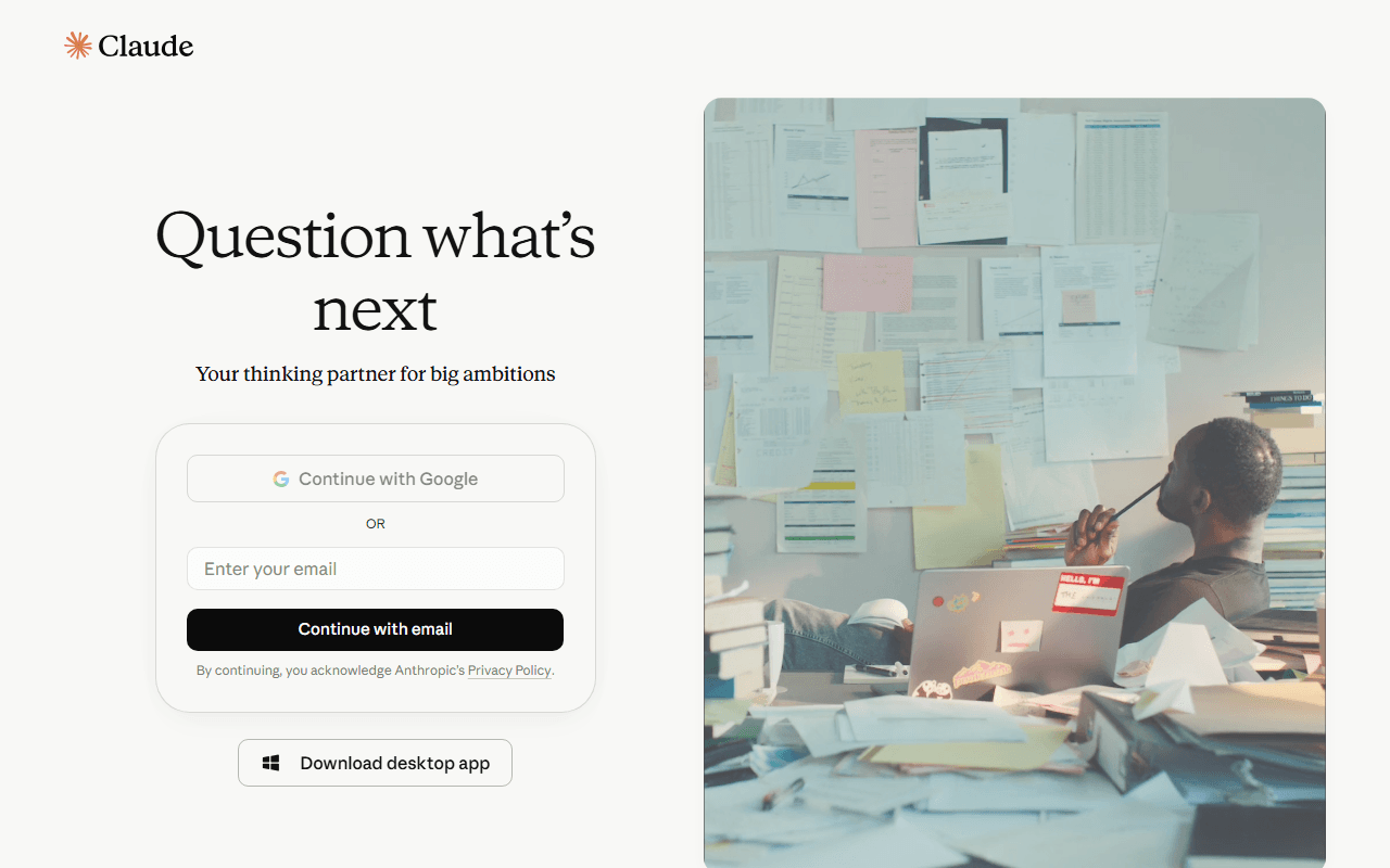 Anthropic (Claude) sponsor landing page advertised on Motley Fool Money
