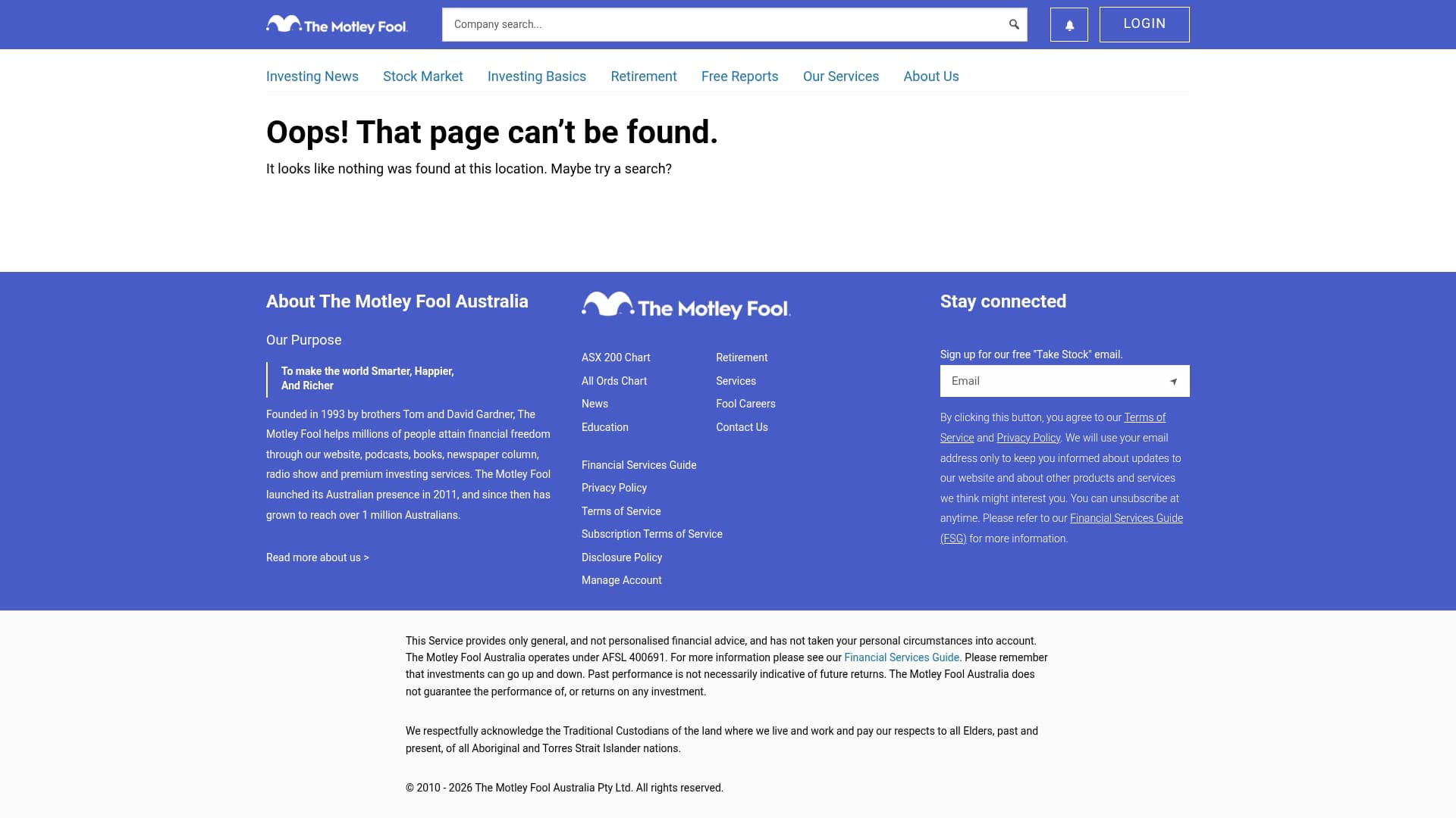 The Motley Fool sponsor landing page advertised on Motley Fool Money
