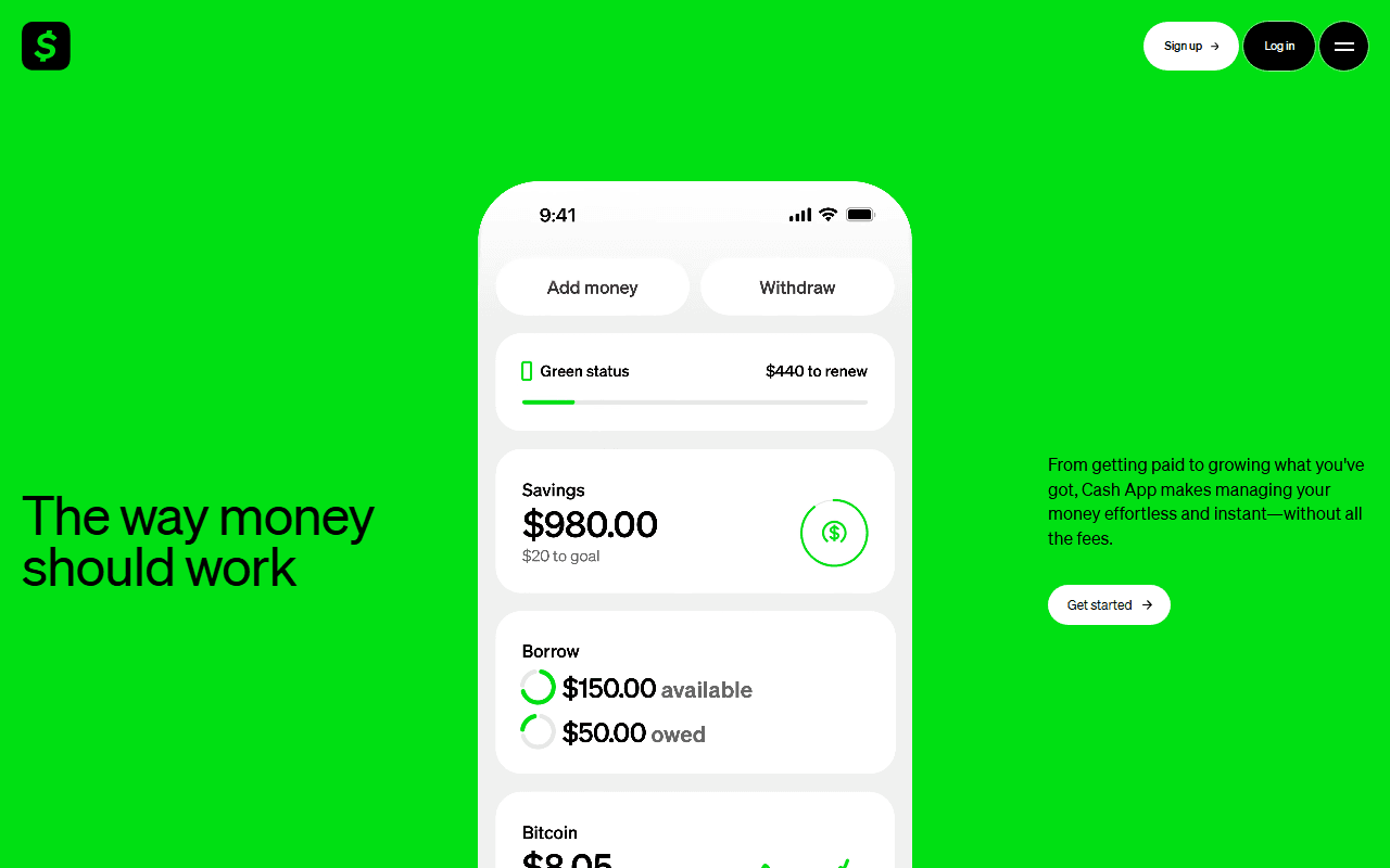 Cash App sponsor landing page advertised on The Sarah Fraser Show