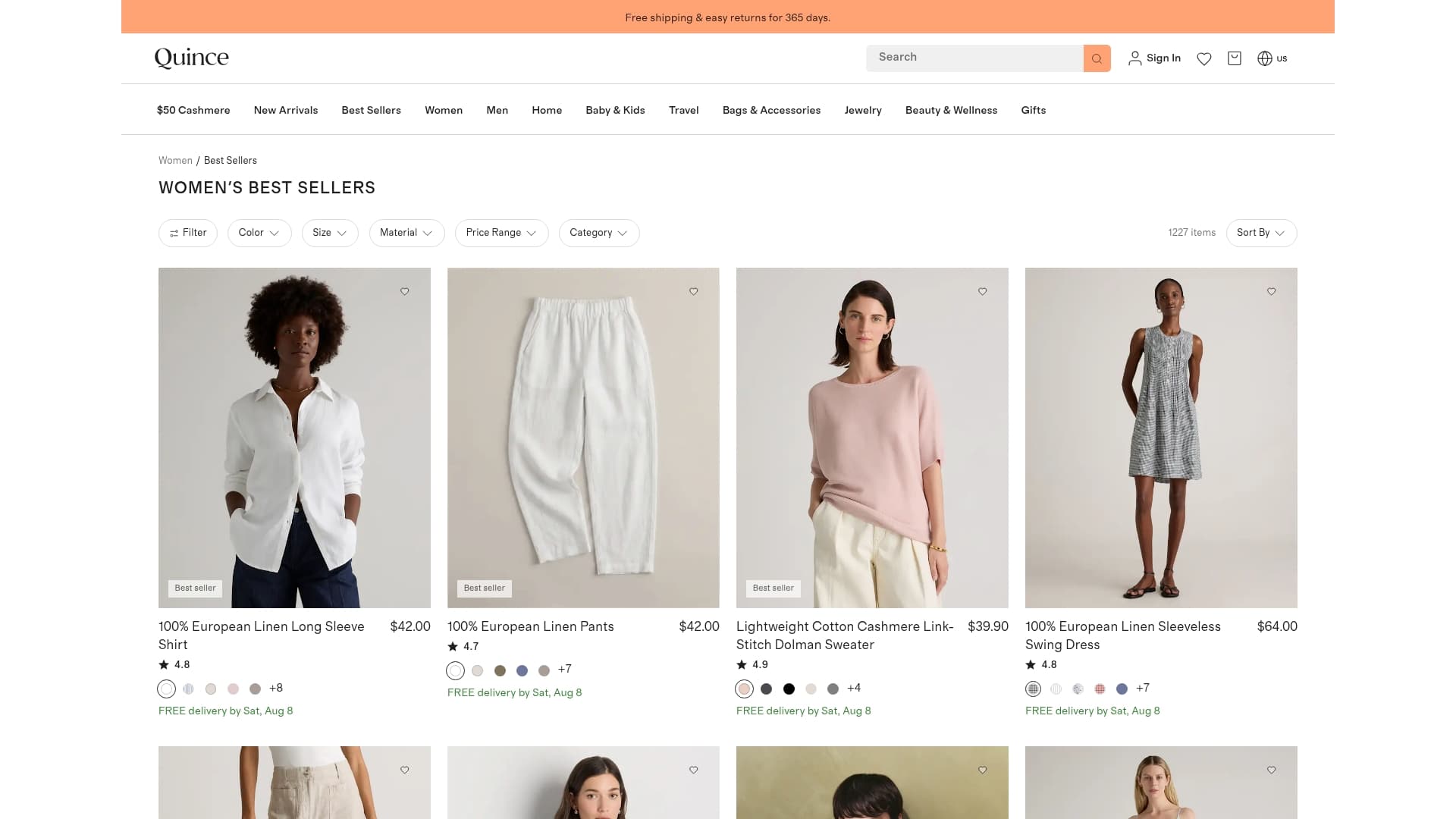 Quince sponsor landing page advertised on The Blonde Files Podcast