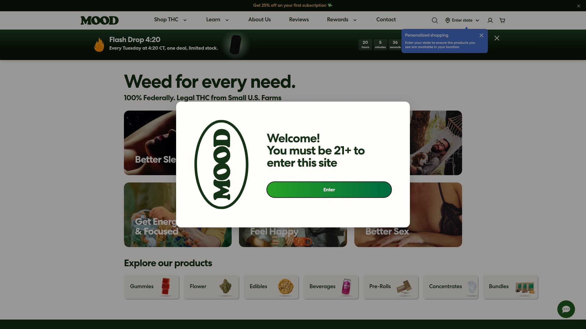 Mood sponsor landing page advertised on Snap Judgment