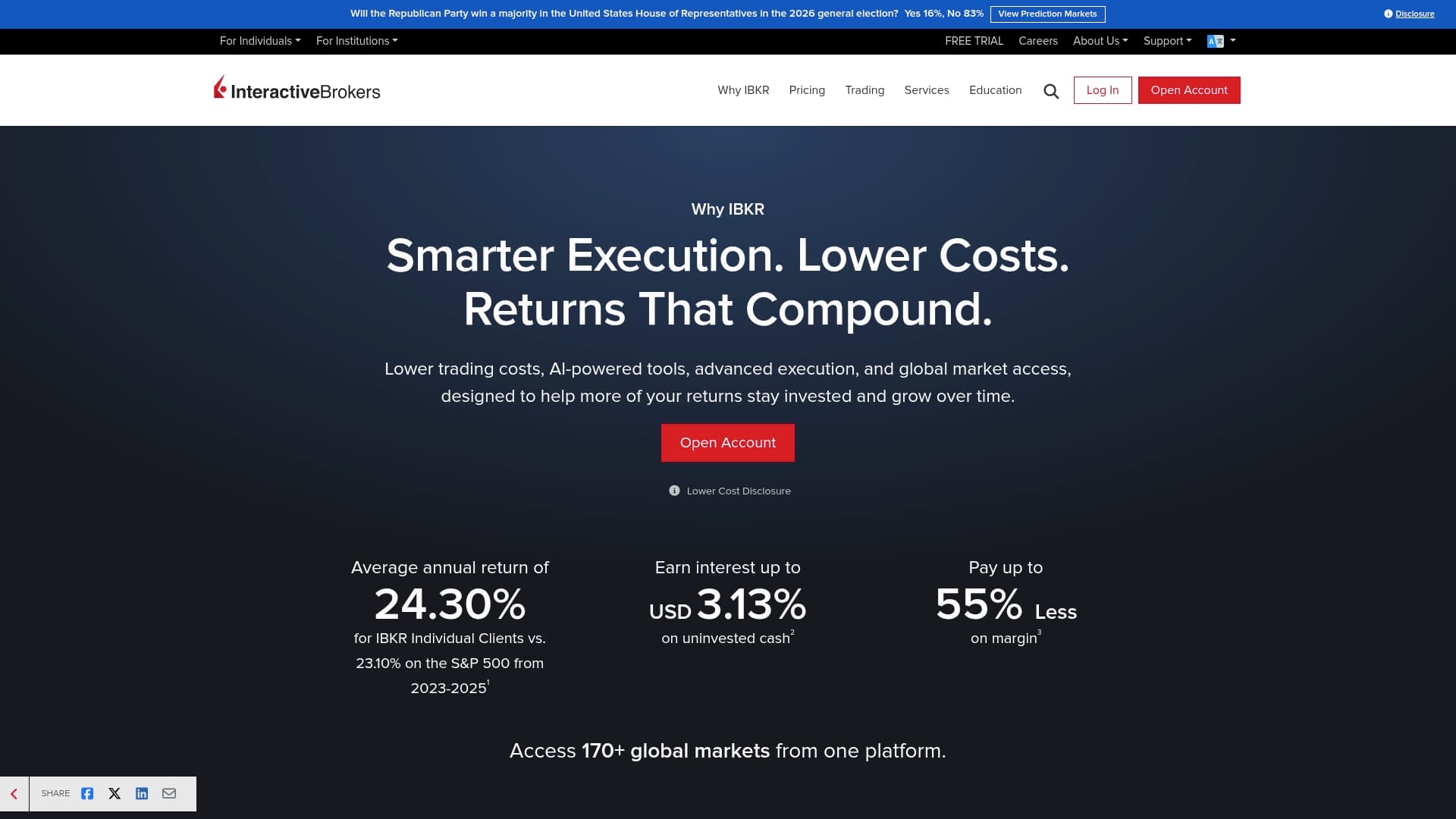 Interactive Brokers sponsor landing page advertised on Odd Lots