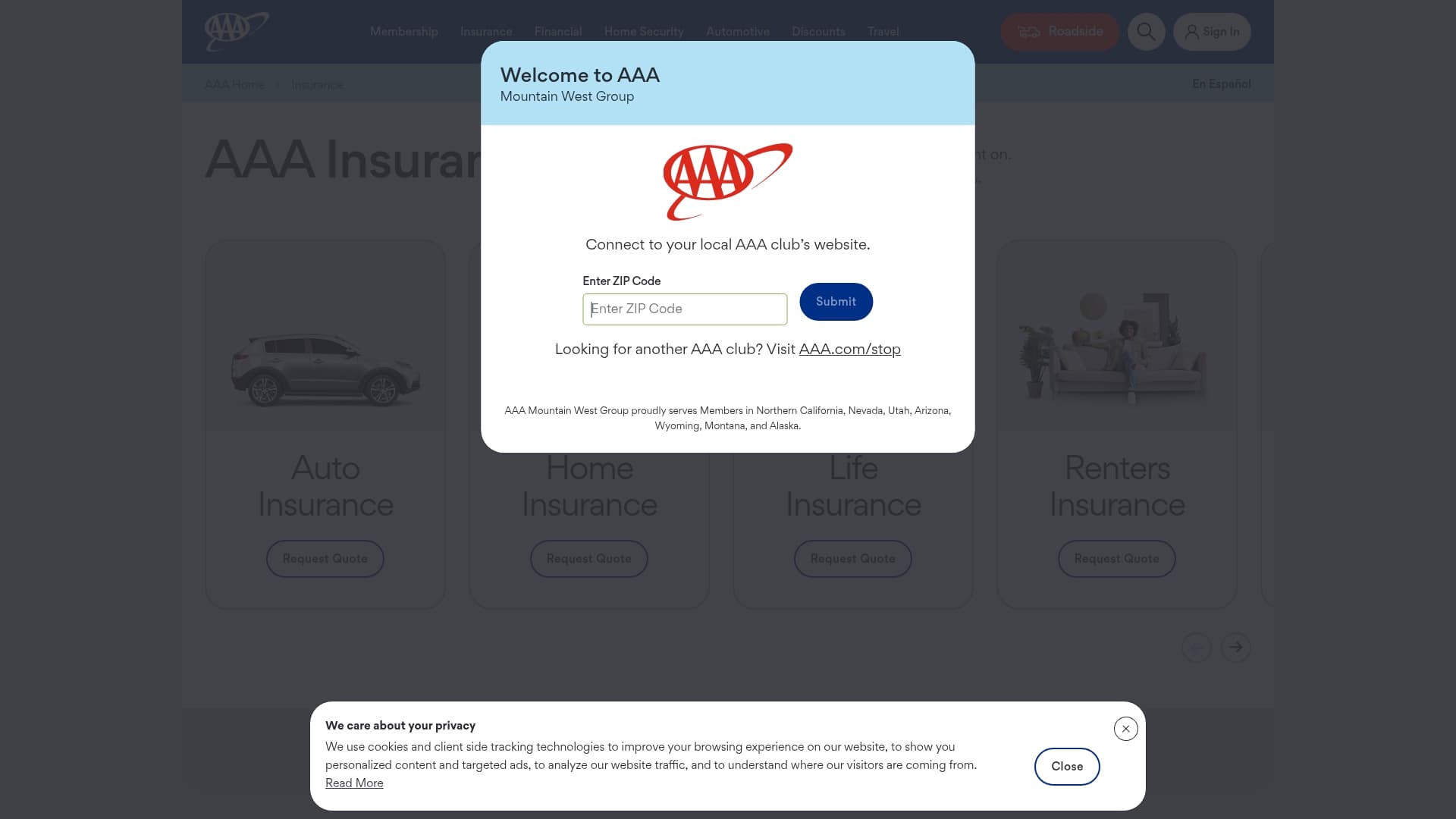 AAA Insurance sponsor landing page advertised on The MacRumors Show