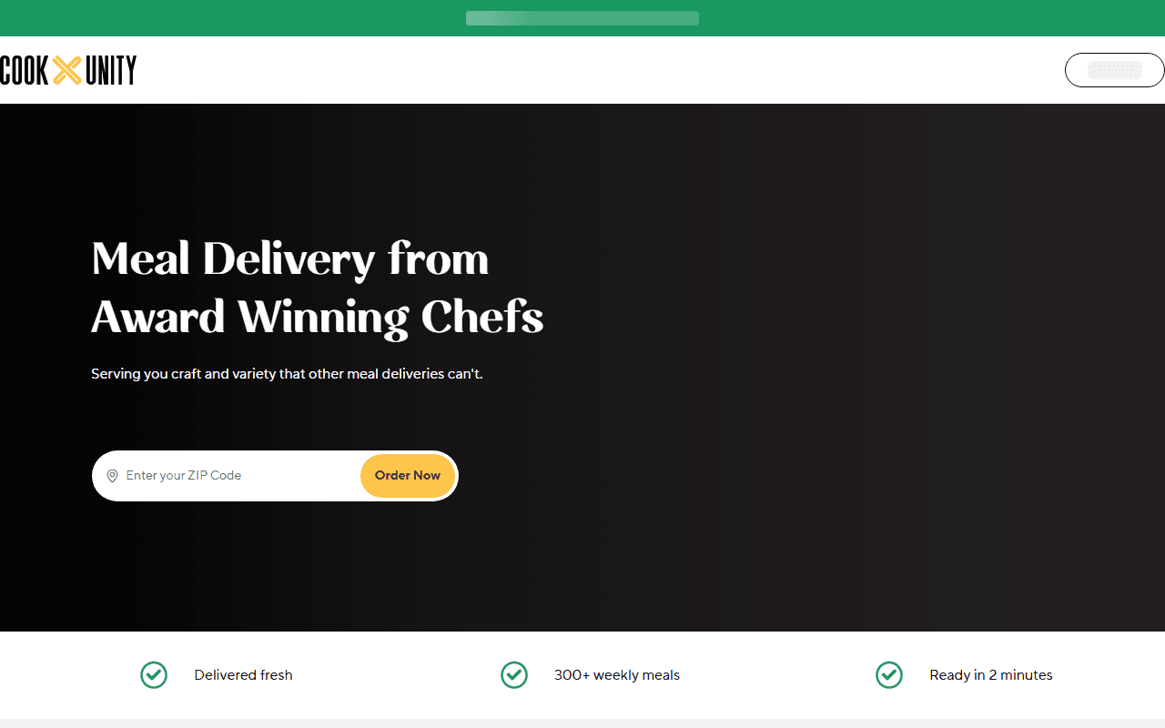 CookUnity sponsor landing page advertised on The Jordan Harbinger Show