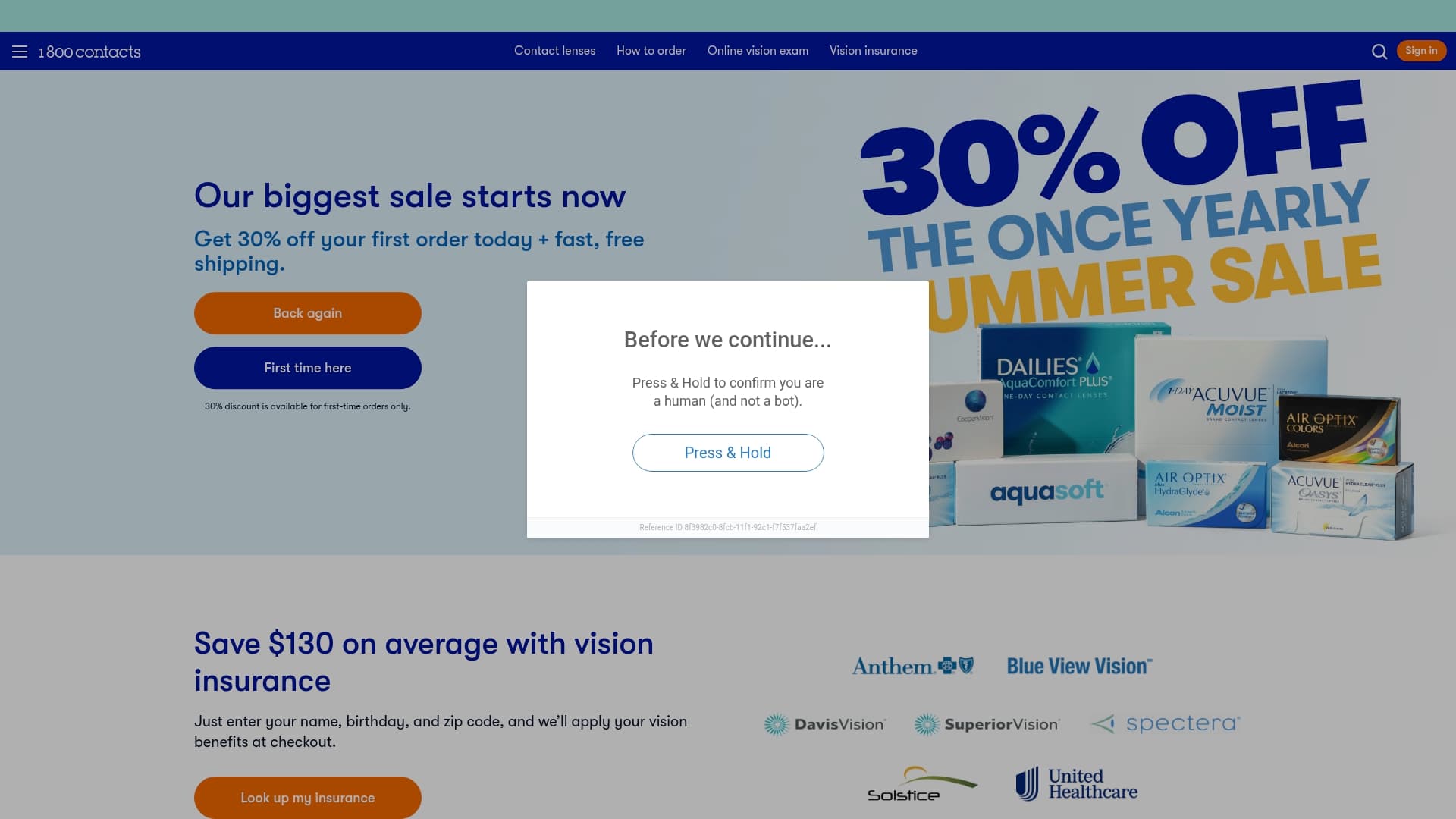 1-800-CONTACTS sponsor landing page advertised on Raising Boys & Girls