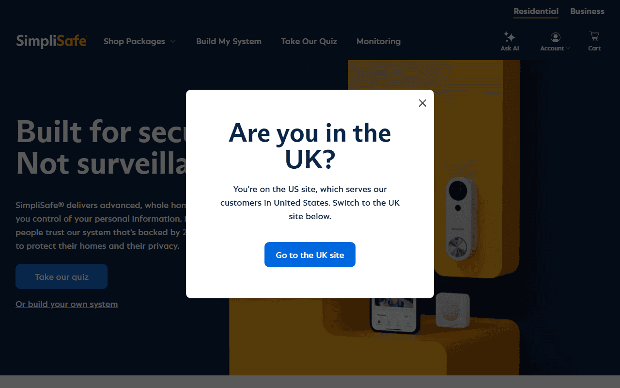 SimpliSafe sponsor landing page advertised on Raging Moderates with Scott Galloway and Jessica Tarlov