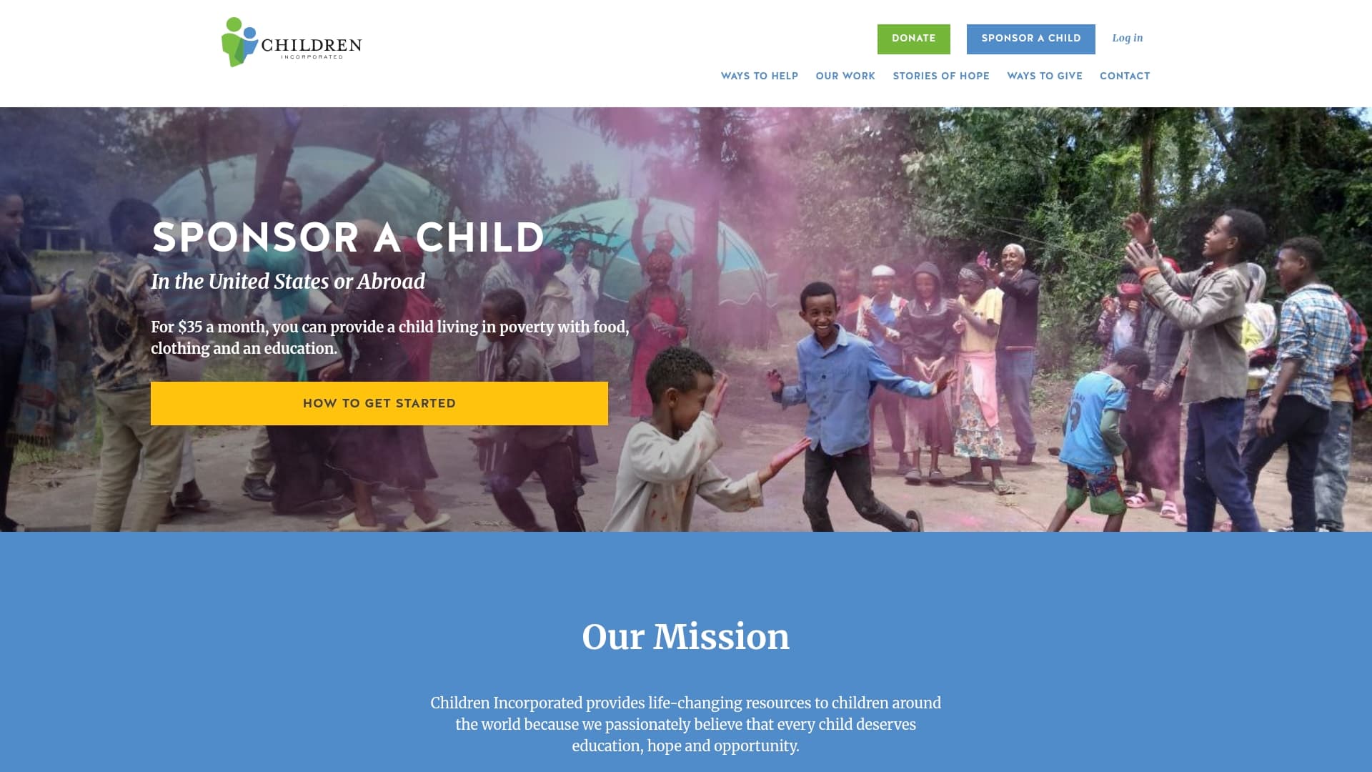 Children Incorporated sponsor landing page advertised on Happier with Gretchen Rubin