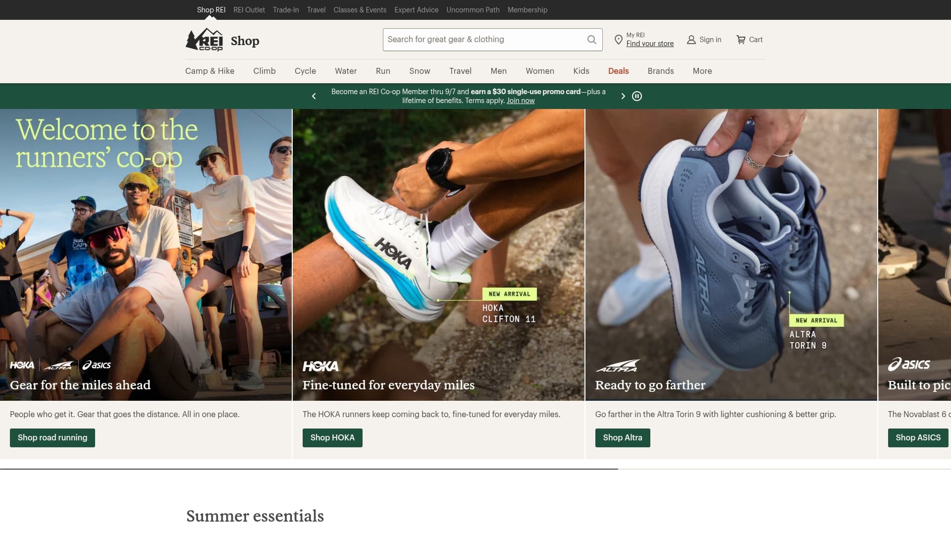 REI sponsor landing page advertised on Strictly Anonymous Confessions