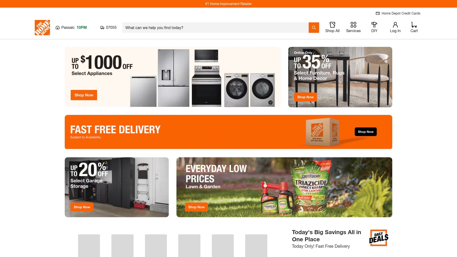The Home Depot sponsor landing page advertised on Big Brother Recaps & Live Feed Updates from Rob Has a Podcast
