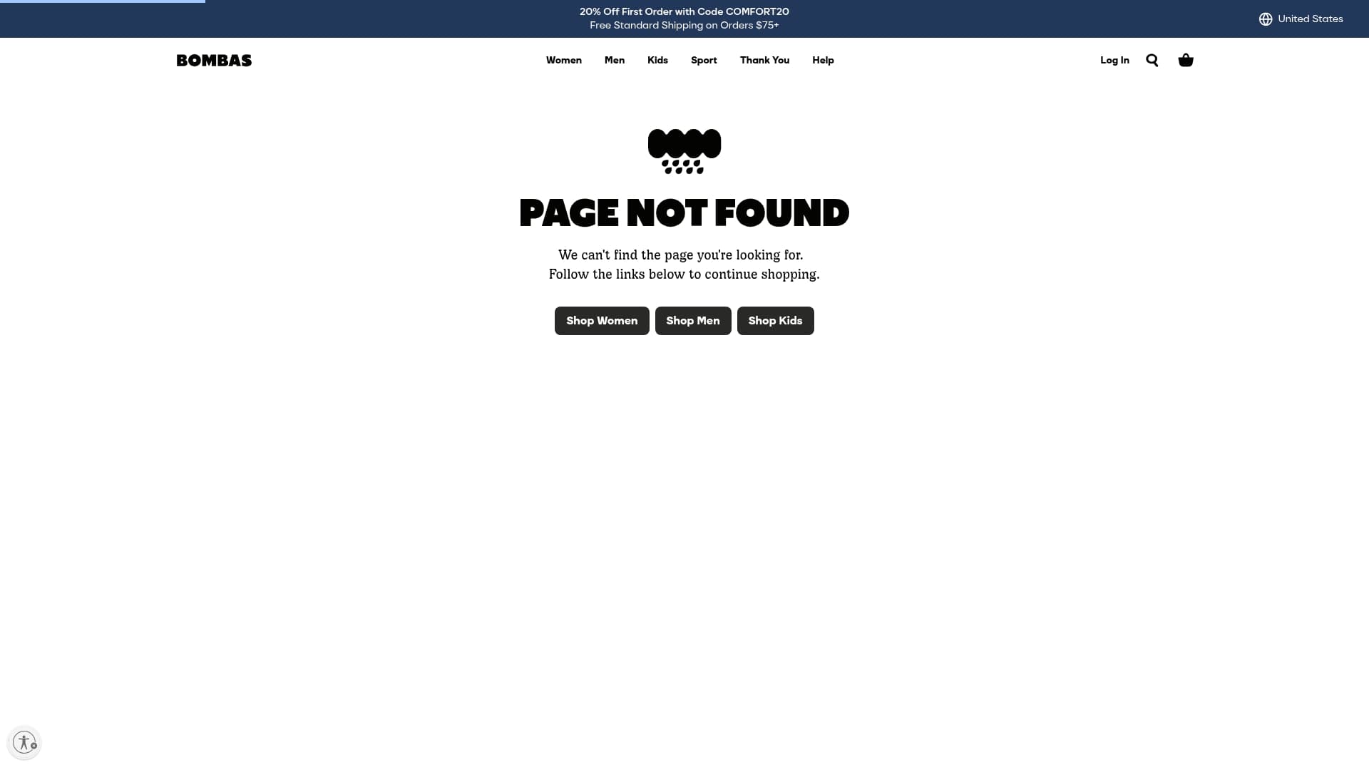 Bombas sponsor landing page advertised on The Daily