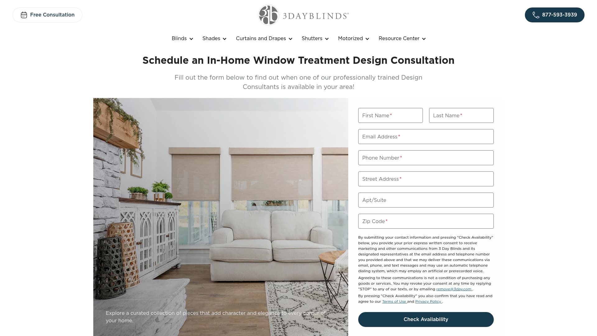 Three Day Blinds sponsor landing page advertised on The Bulwark Podcast