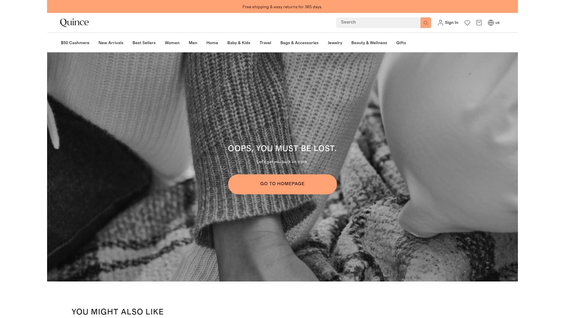 Quince sponsor landing page advertised on Watch What Crappens