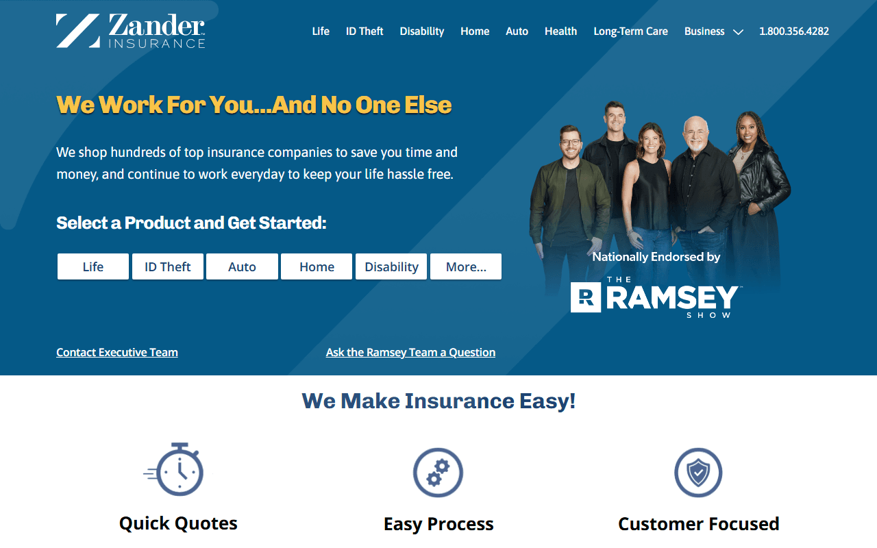 Xander sponsor landing page advertised on The Ramsey Show