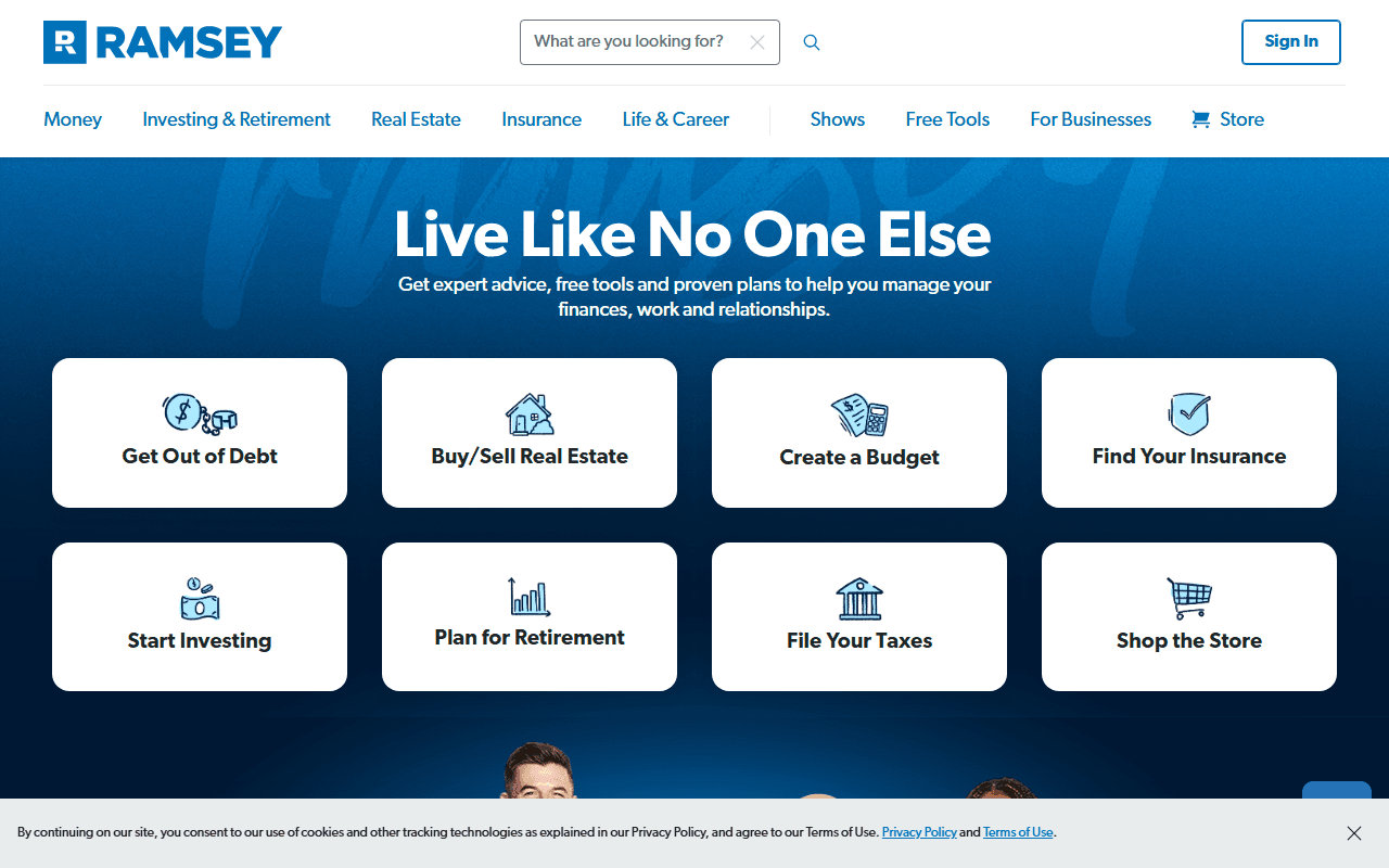 Ask Ramsey sponsor landing page advertised on The Ramsey Show