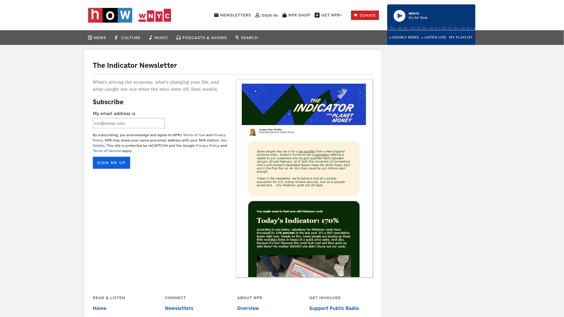 Planet Money sponsor landing page advertised on Fresh Air